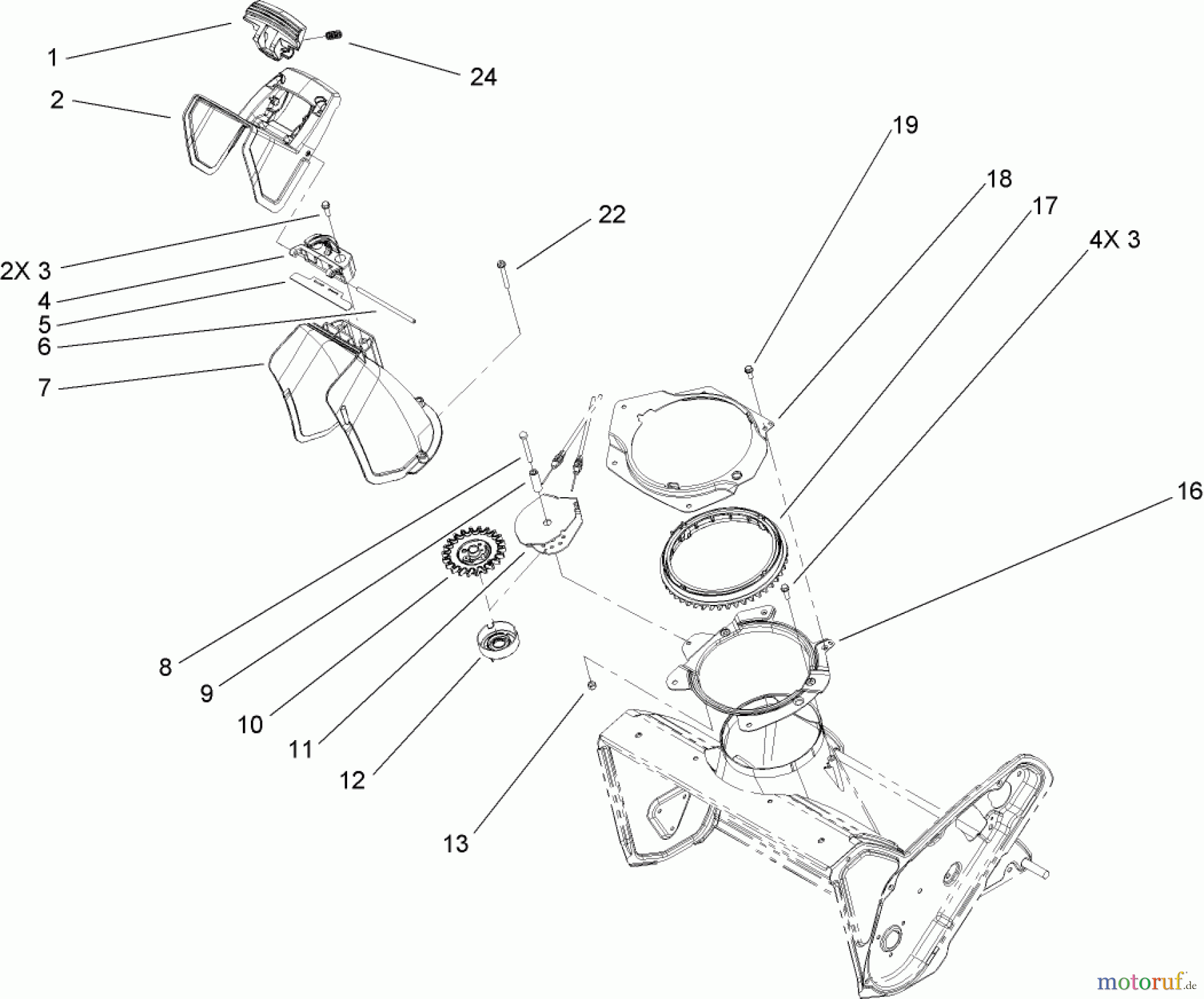  Toro Neu Snow Blowers/Snow Throwers Seite 1 38577 (6053) - Toro CCR 6053 Quick Clear Snowthrower, 2010 (310000001-310999999) CHUTE ASSEMBLY