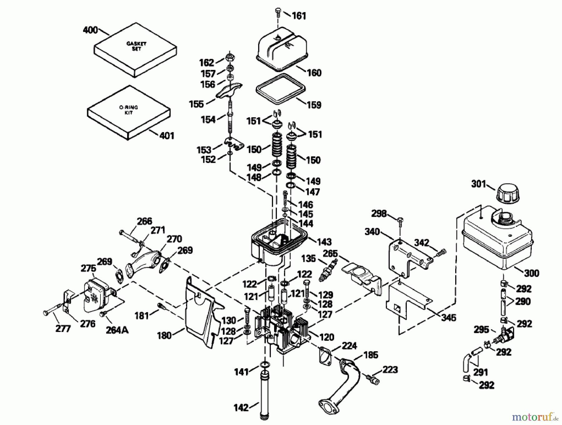  Toro Neu Snow Blowers/Snow Throwers Seite 1 38591 (1232) - Toro 1232 Power Shift Snowthrower, 1997 (7900001-7999999) ENGINE ASSEMBLIES OHSK 120-222023F AND OHSK 120-222024F