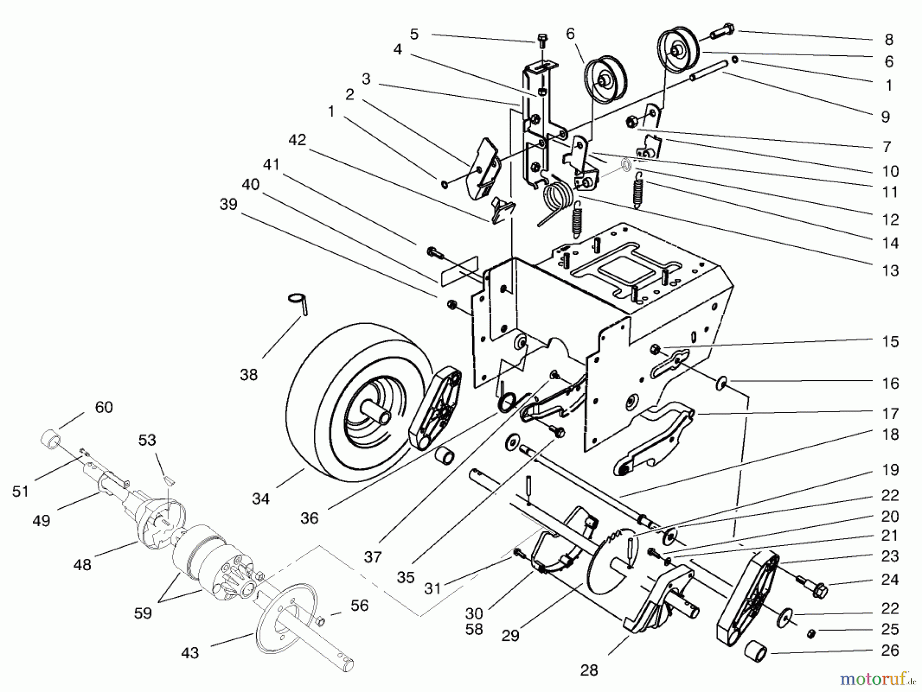  Toro Neu Snow Blowers/Snow Throwers Seite 1 38590 (1232) - Toro 1232 Power Shift Snowthrower, 1998 (8900001-8999999) TRANSMISSION DRIVE ASSEMBLY