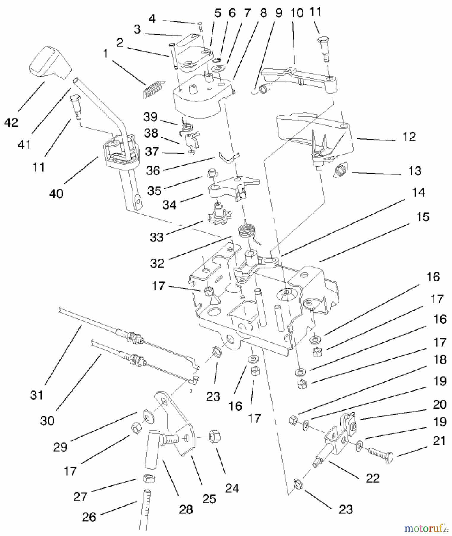  Toro Neu Snow Blowers/Snow Throwers Seite 1 38590 (1232) - Toro 1232 Power Shift Snowthrower, 1999 (9900001-9999999) TRACTION LINKAGE ASSEMBLY