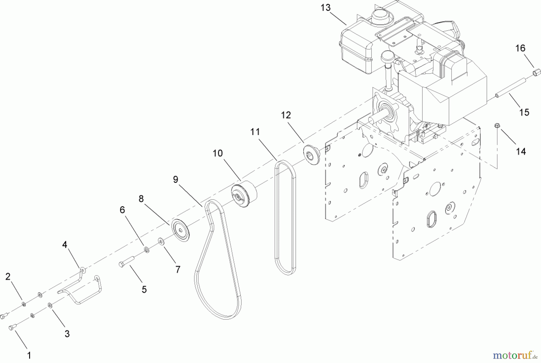  Toro Neu Snow Blowers/Snow Throwers Seite 1 38595 (6000) - Toro Power Max 6000 Snowthrower, 2007 (270000001-270999999) ENGINE AND BELT ASSEMBLY