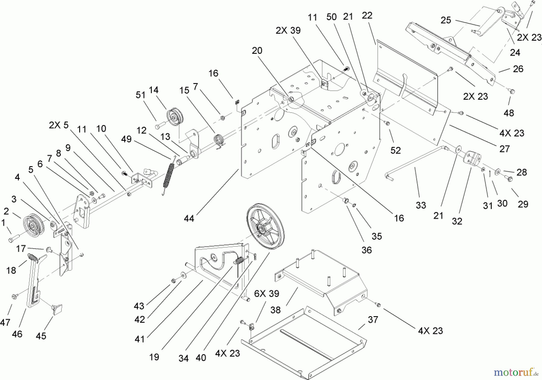  Toro Neu Snow Blowers/Snow Throwers Seite 1 38597 (826 O) - Toro Power Max 826 O Snowthrower, 2011 (311000001-311999999) FRAME ASSEMBLY