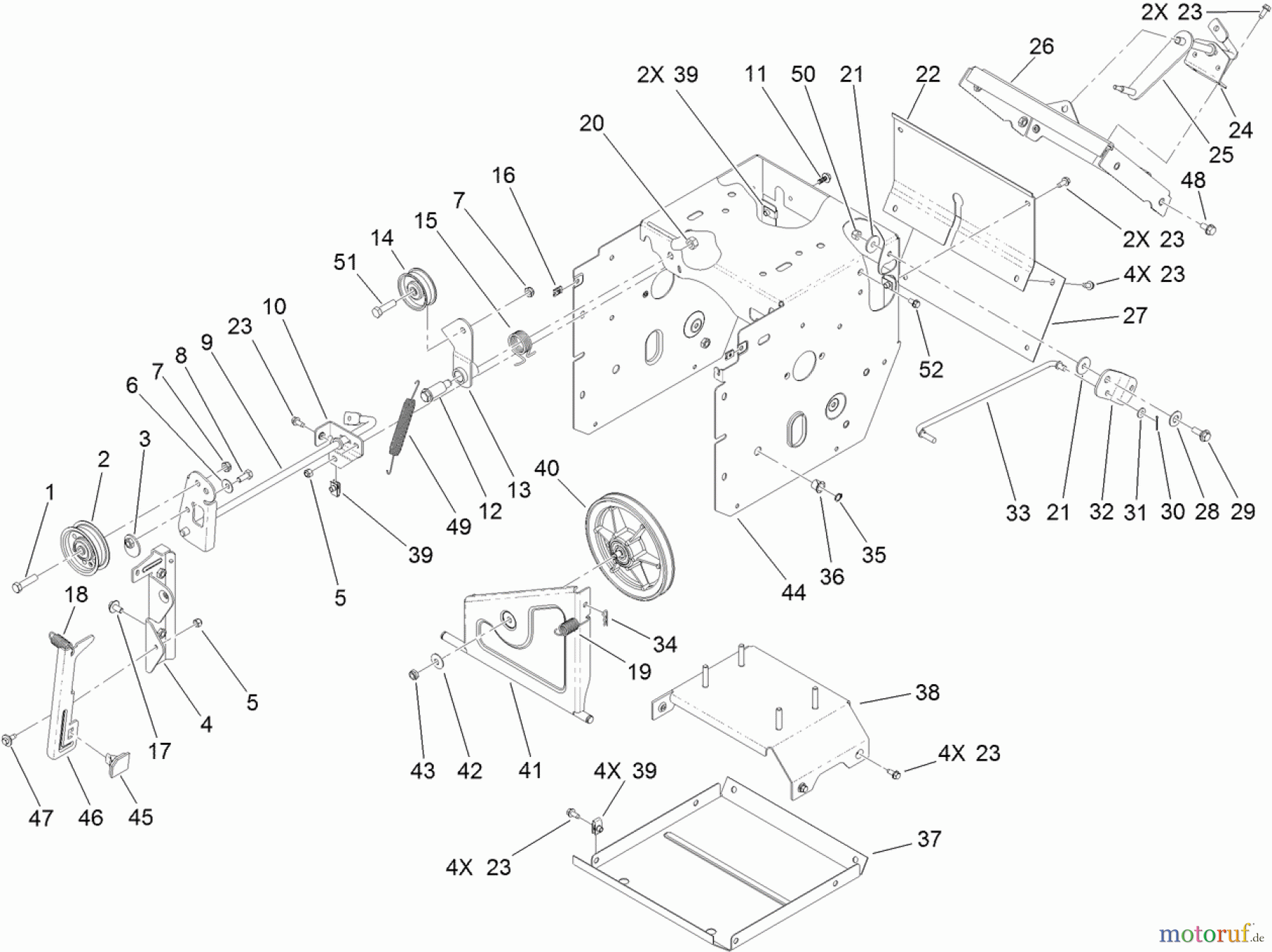  Toro Neu Snow Blowers/Snow Throwers Seite 1 38597 (826 O) - Toro Power Max 826 O Snowthrower, 2013 (SN 313000001-313999999) FRAME ASSEMBLY