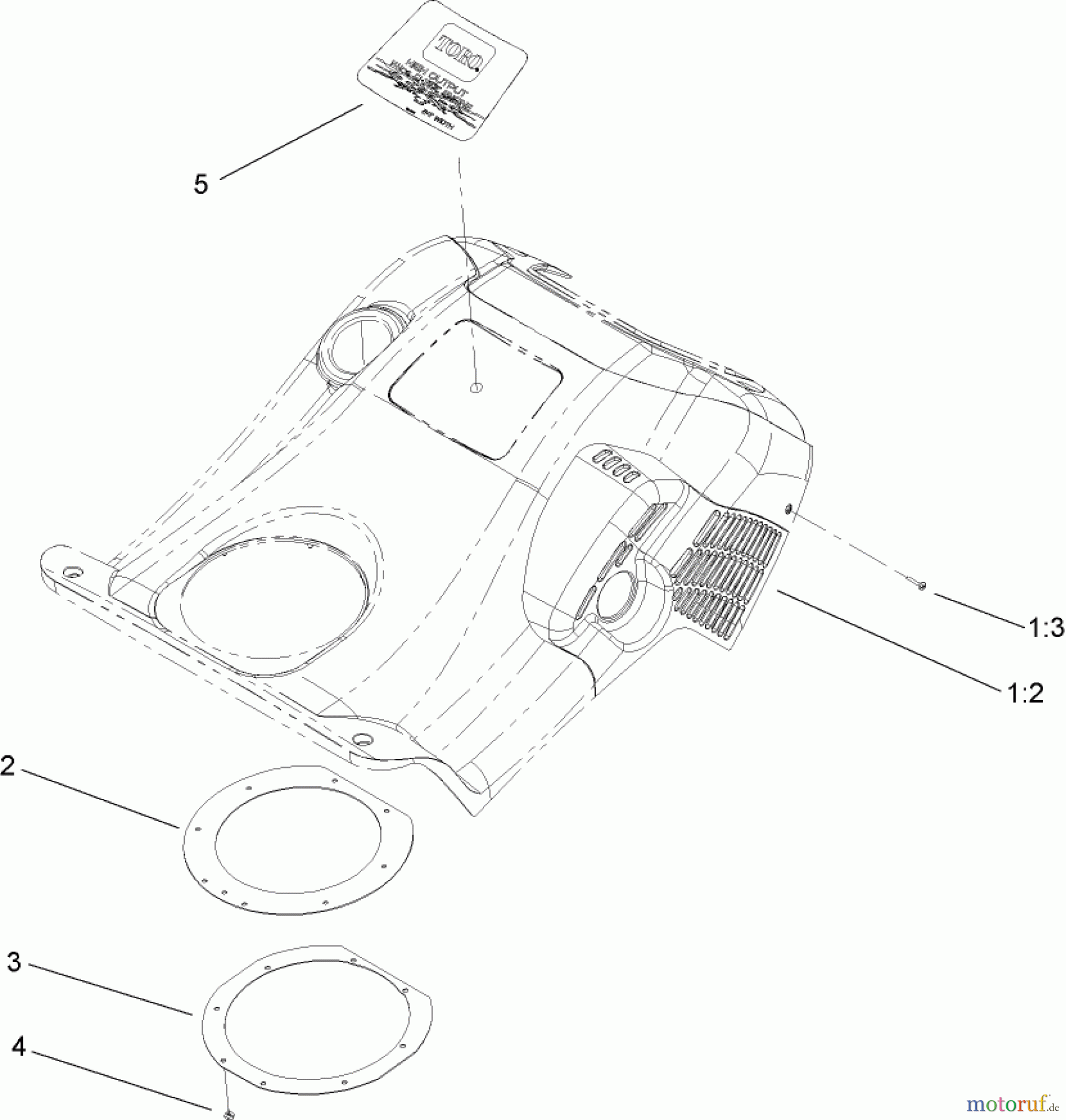  Toro Neu Snow Blowers/Snow Throwers Seite 1 38600 - Toro Snow Commander Snowthrower, 2008 (280000001-280999999) RECOIL UPPER SHROUD ASSEMBLY NO. 108-5099