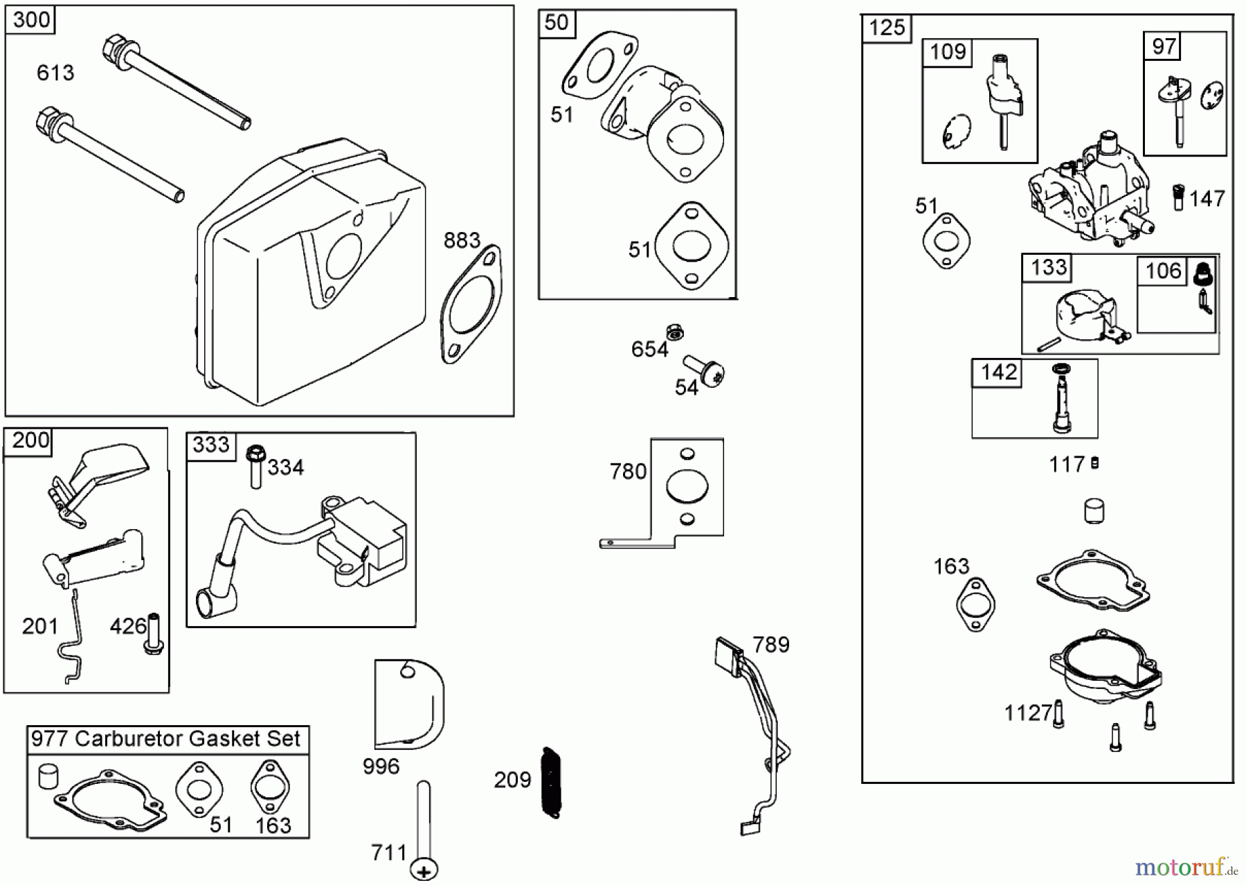  Toro Neu Snow Blowers/Snow Throwers Seite 1 38601 - Toro Snow Commander Snowthrower, 2005 (250000001-250999999) INTAKE MANIFOLD, CARBURETOR, AND MUFFLER ASSEMBLIES BRIGGS AND STRATTON 084332-0130-E1