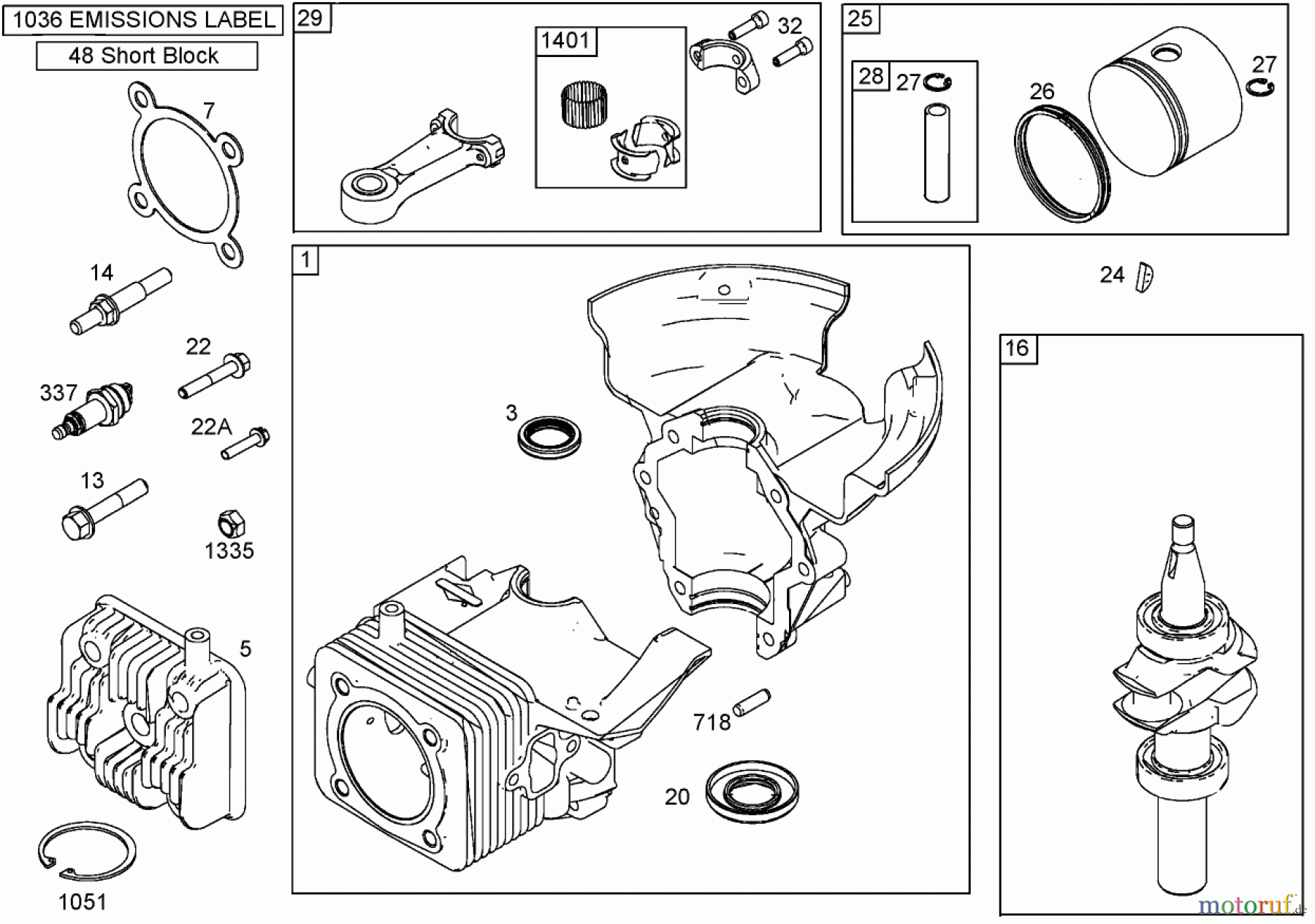  Toro Neu Snow Blowers/Snow Throwers Seite 2 38602 - Toro Snow Commander Snowthrower, 2005 (250000001-250999999) CRANKCASE, CRANKSHAFT, CYLINDER HEAD, AND CONNECTING ROD ASSEMBLIES BRIGGS AND STRATTON 084333-0199-E1