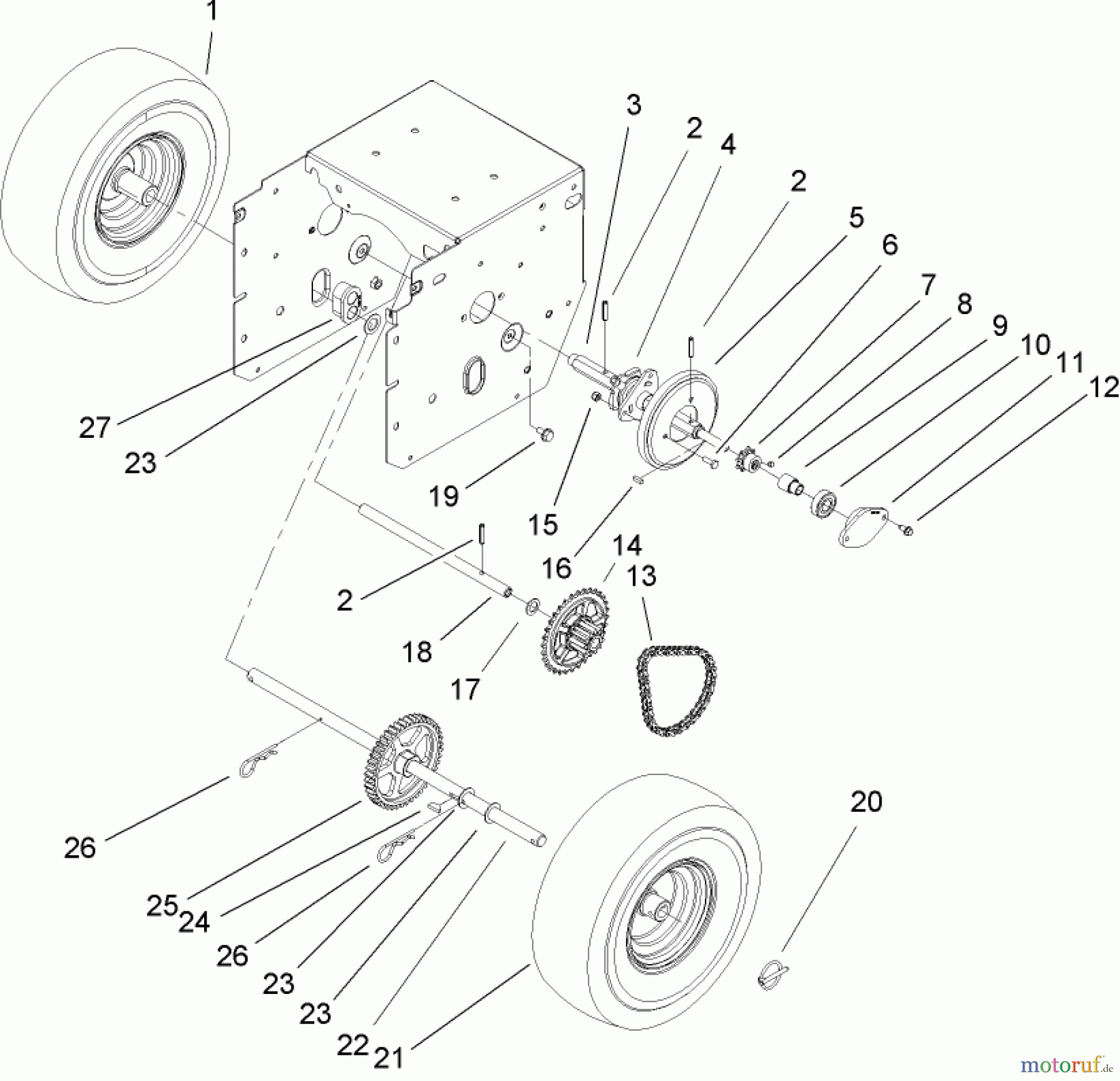  Toro Neu Snow Blowers/Snow Throwers Seite 2 38610 (726 TE) - Toro Power Max 726 TE Snowthrower, 2004 (240000001-240999999) CHAIN DRIVE ASSEMBLY