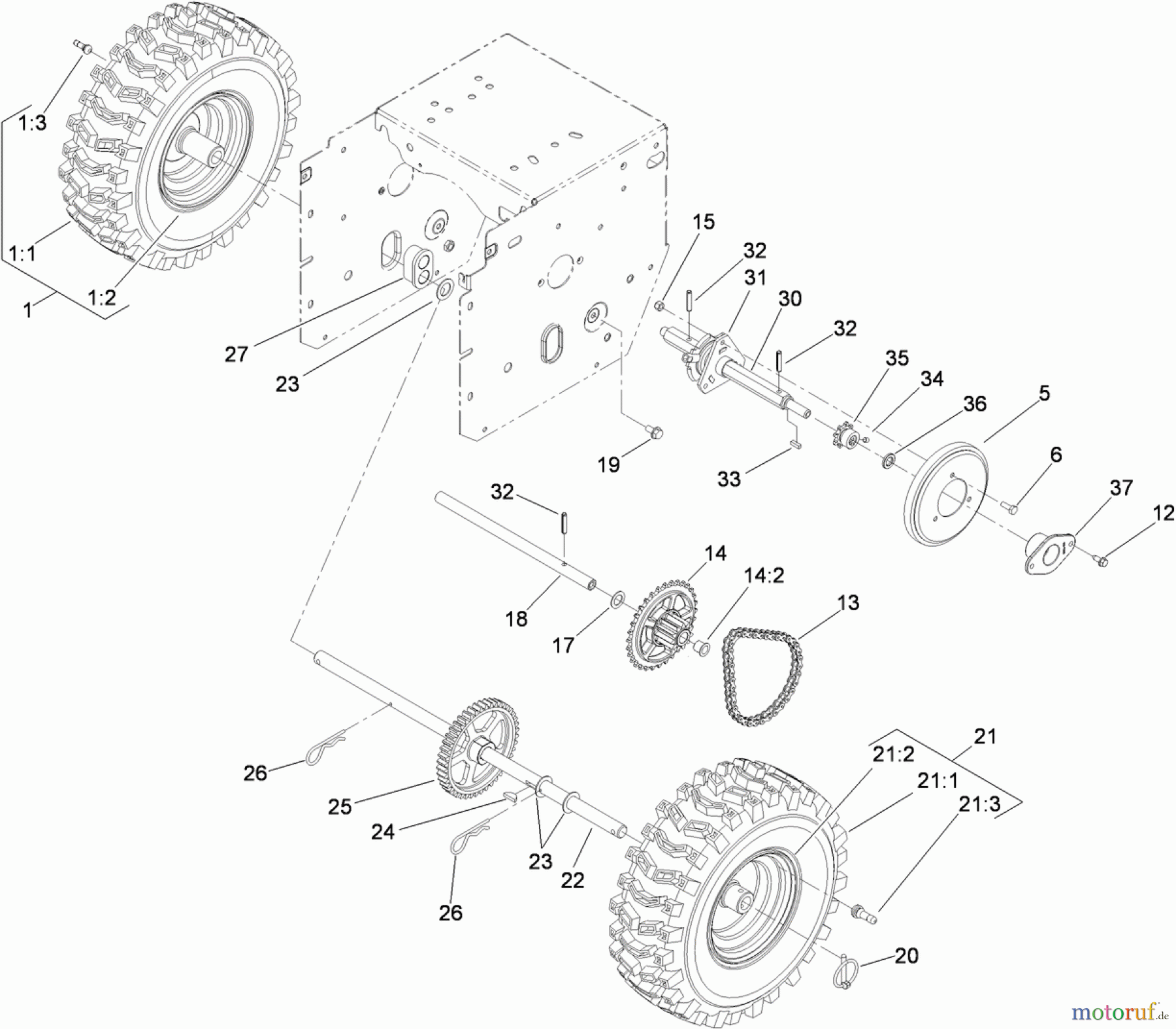  Toro Neu Snow Blowers/Snow Throwers Seite 2 38614 (726 OE) - Toro Power Max 726 OE Snowthrower, 2011 (311000001-311999999) DRIVE ASSEMBLY