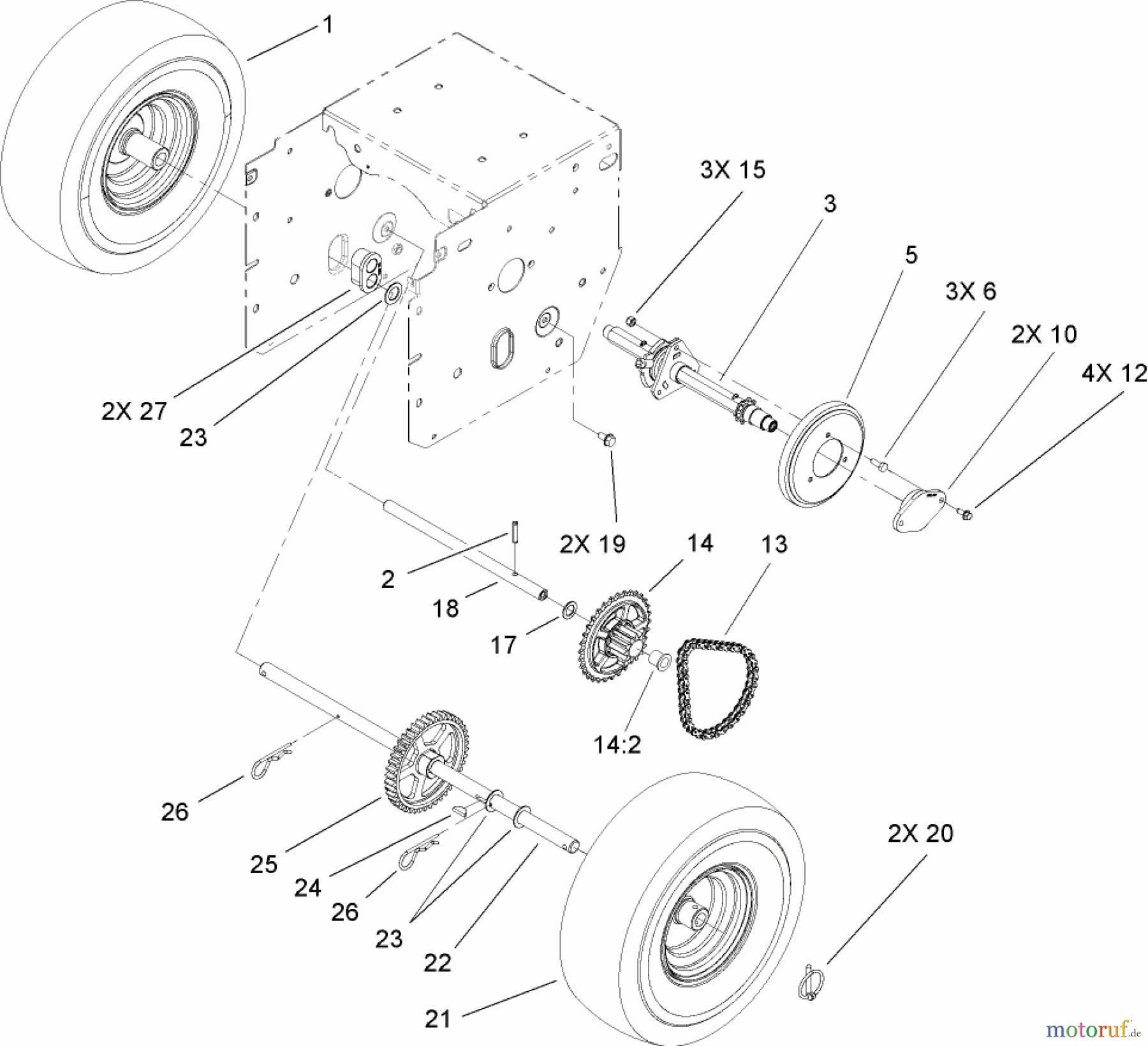  Toro Neu Snow Blowers/Snow Throwers Seite 2 38621 (826 LE) - Toro Power Max 826 LE Snowthrower, 2005 (250000001-250999999) CHAIN DRIVE ASSEMBLY