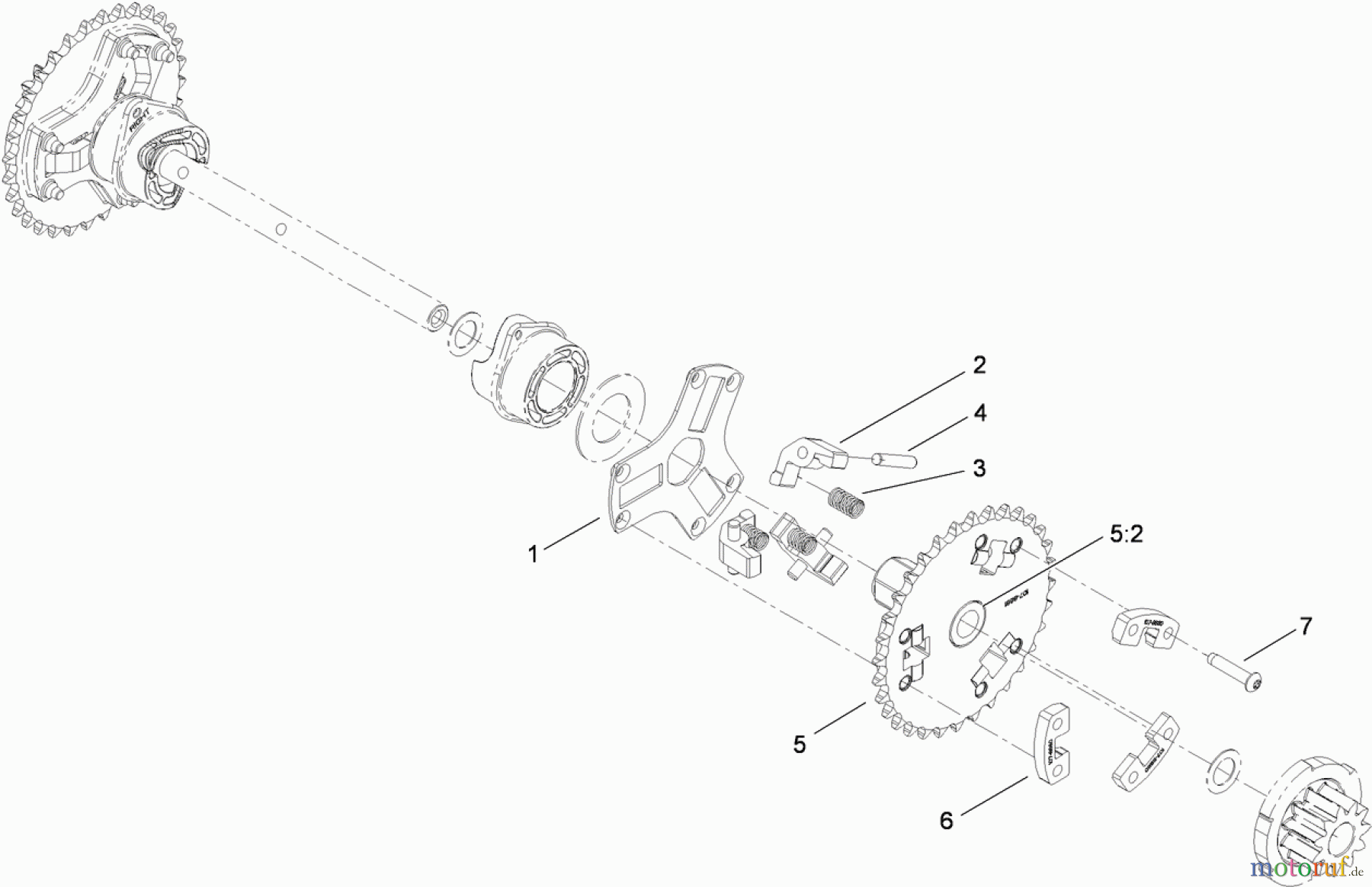  Toro Neu Snow Blowers/Snow Throwers Seite 2 38644 (1028 OXE) - Toro Power Max 1028 OXE Snowthrower, 2010 (310000001-310999999) WHEEL CLUTCH SPROCKET ASSEMBLY