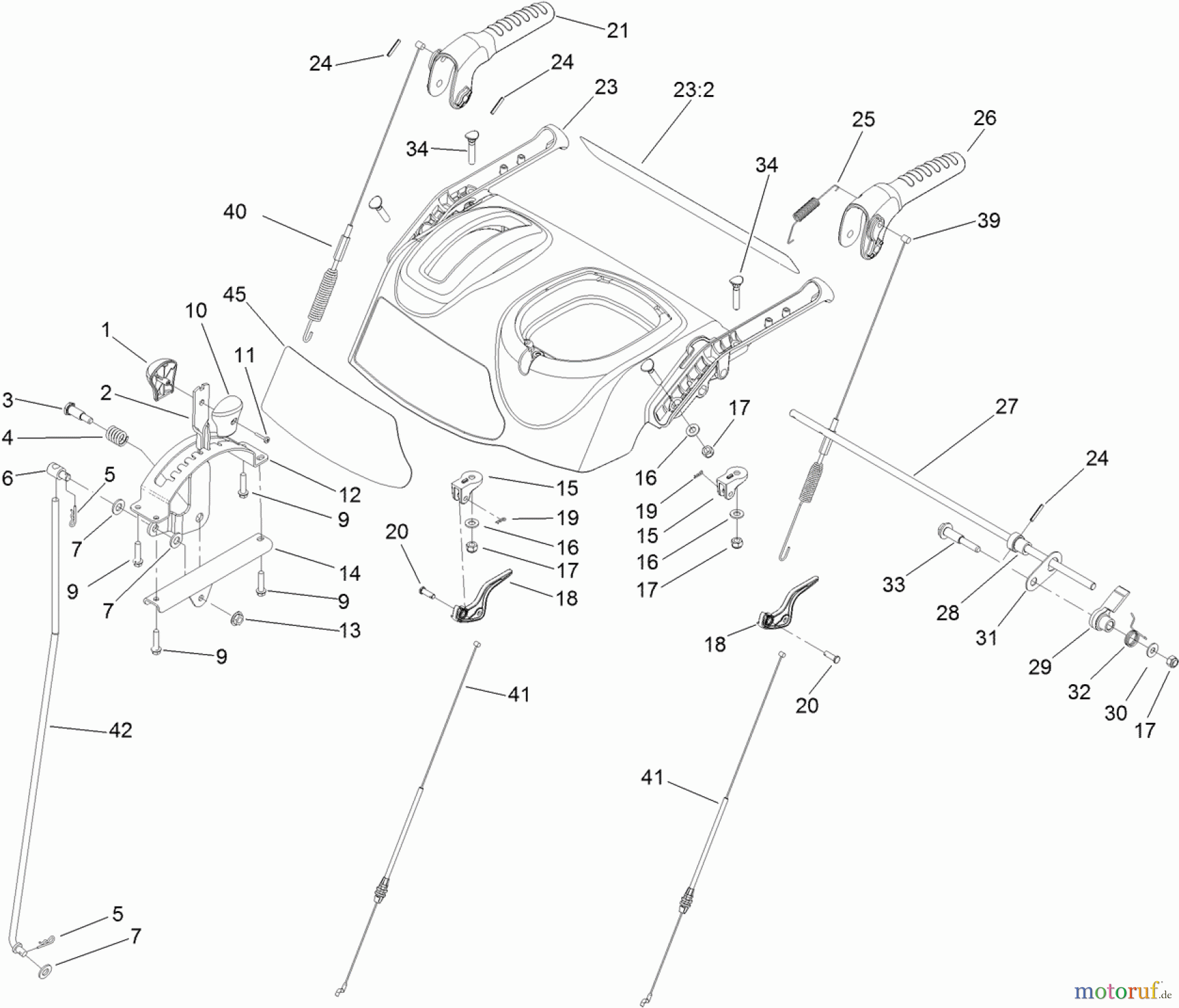  Toro Neu Snow Blowers/Snow Throwers Seite 2 38644 (1028 OXE) - Toro Power Max 1028 OXE Snowthrower, 2012 (SN 312000001-312003429) HANDLE ASSEMBLY