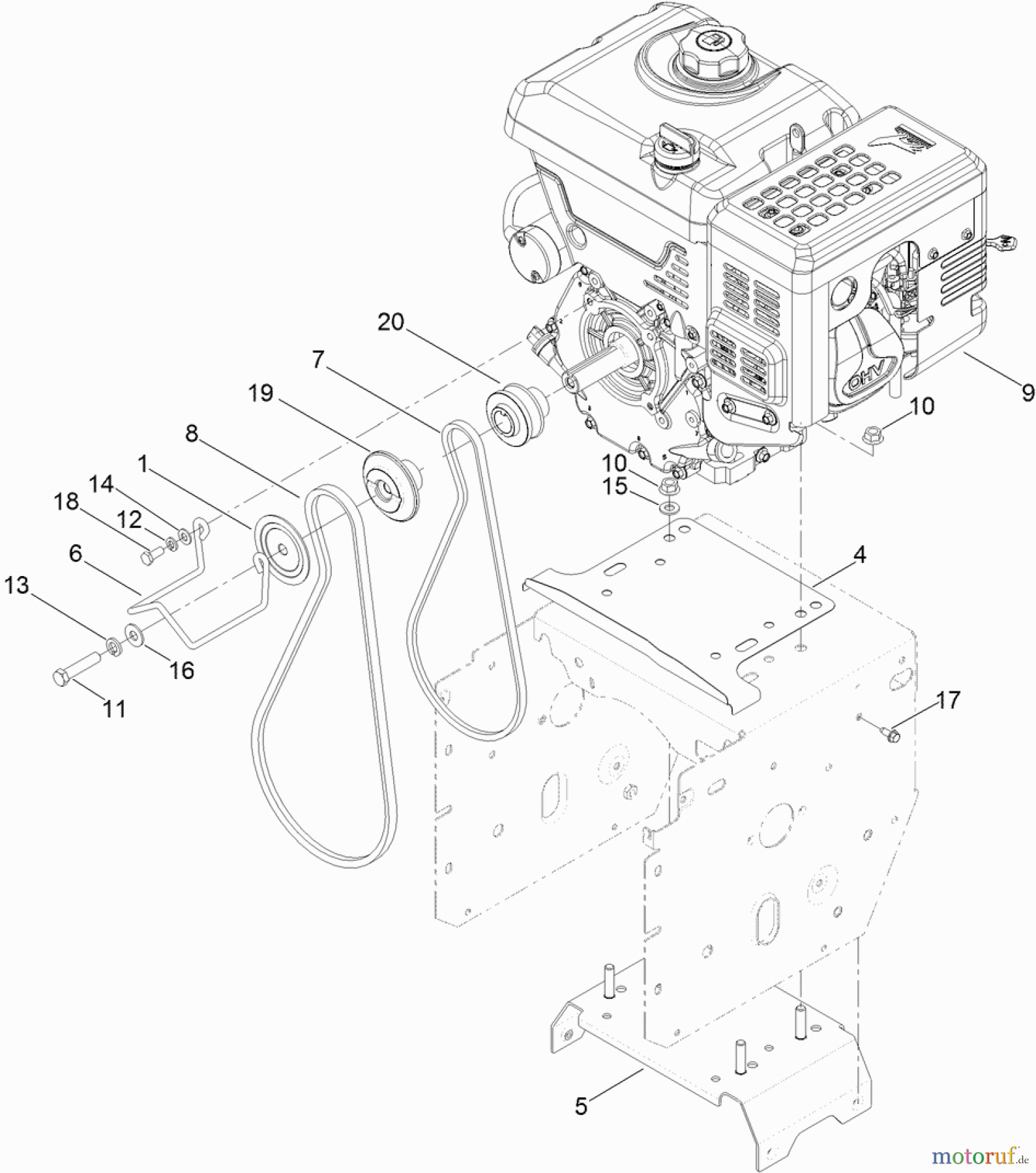  Toro Neu Snow Blowers/Snow Throwers Seite 2 38664 (926 OXE) - Toro Power Max Heavy Duty 926 OXE Snowthrower, 2013 (SN 313000001-312999999) ENGINE AND PULLEY ASSEMBLY