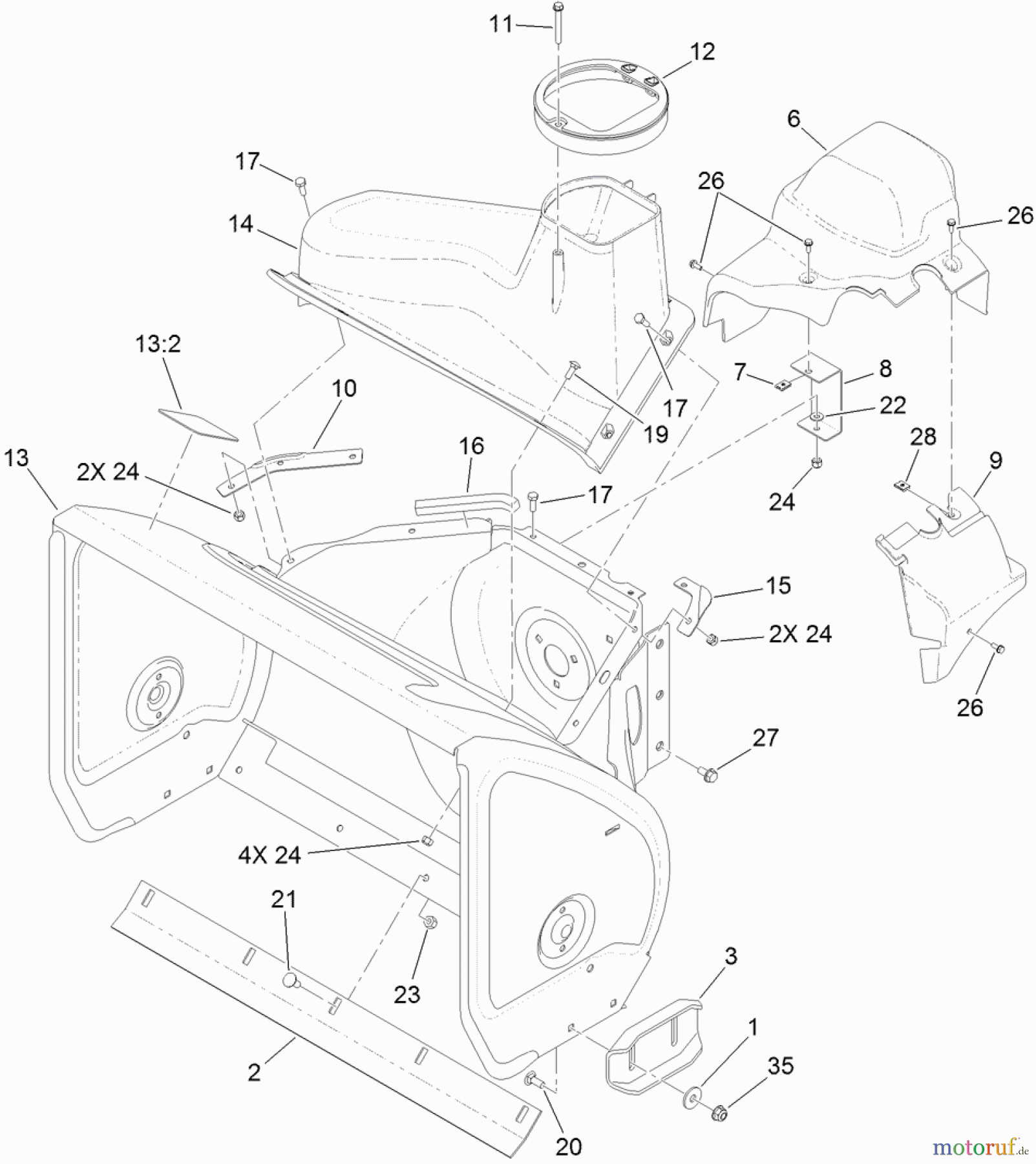  Toro Neu Snow Blowers/Snow Throwers Seite 2 38824 (1028 OXE) - Toro Power Max Heavy Duty 1028 OXE Snowthrower, 2013 (SN 313000001-313999999) HOUSING ASSEMBLY