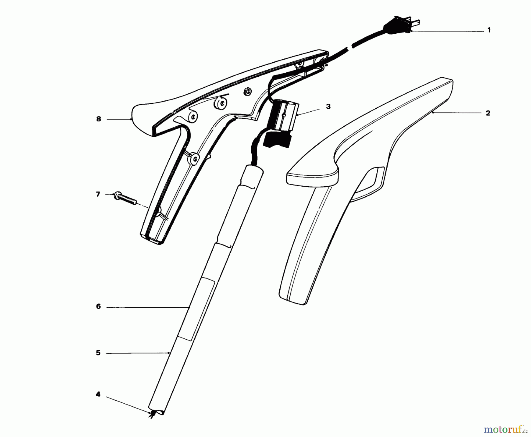  Toro Neu Trimmers, String/Brush 51225 (900) - Toro 900 Electric Trimmer, 1979 (9000001-9999999) HANDLE ASSEMBLY