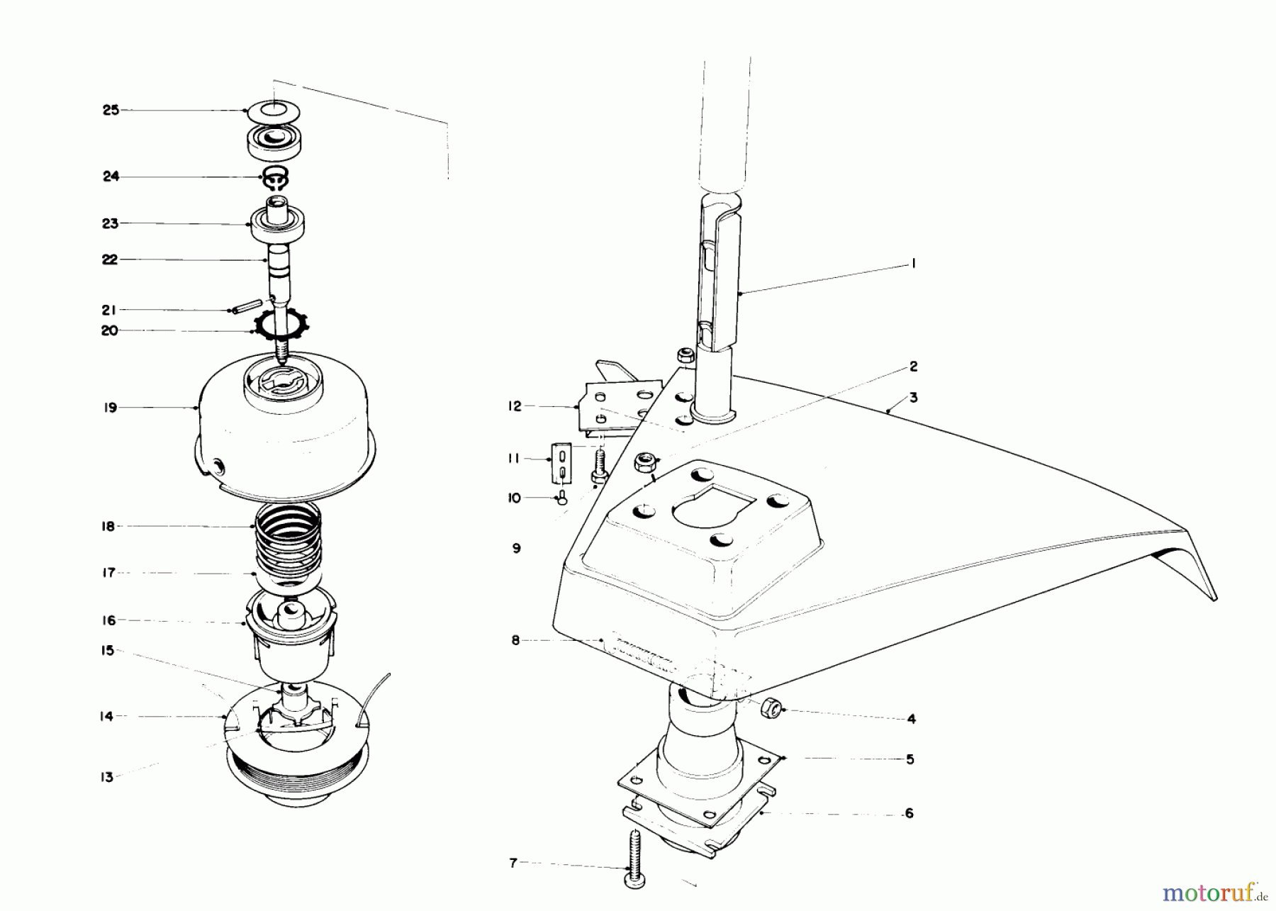  Toro Neu Trimmers, String/Brush 51635 (Toro 1700) - Toro 1700 Gas Trimmer, 1981 (1000001-1999999) TRIMMER HEAD ASSEMBLY