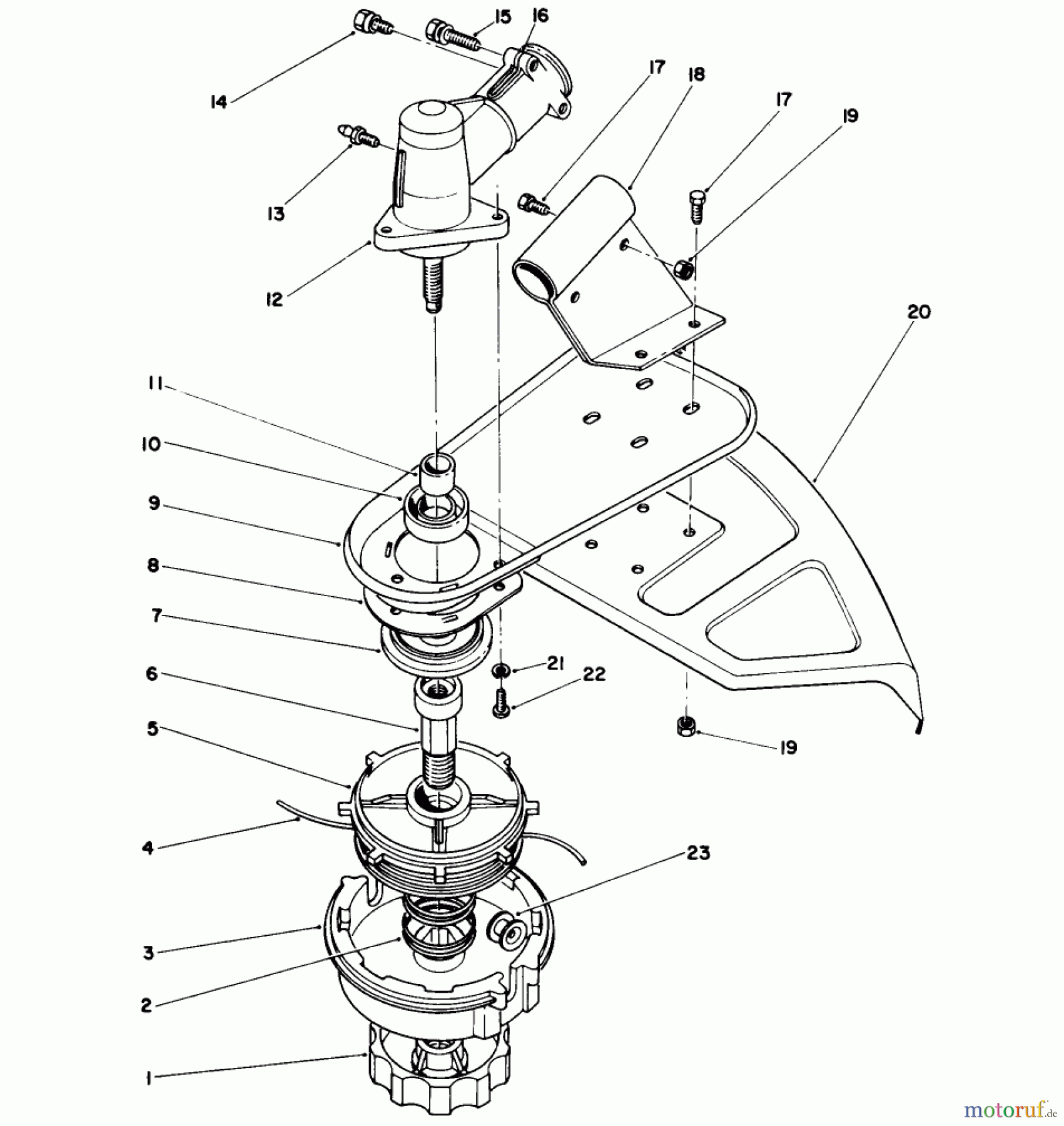  Toro Neu Trimmers, String/Brush 51665 (TC 3510) - Toro TC 3510 Gas Trimmer, 1991 (1000001-1999999) CUTTER HEAD & GEAR BOX ASSEMBLY