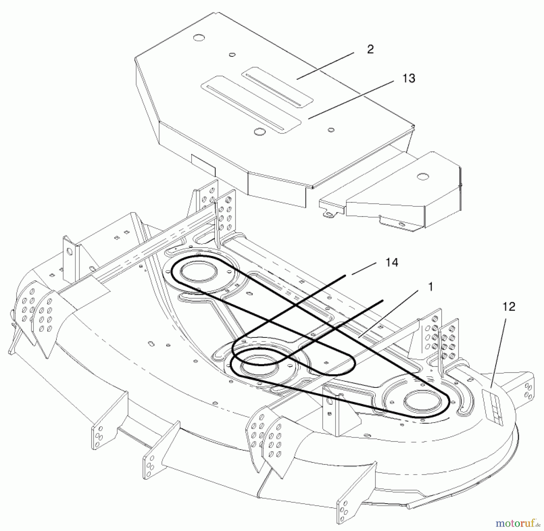  Mähdecks 30147 - Toro 112cm Side Discharge Mower (SN: 220000001 - 220999999) (2002) BELT AND DECAL ASSEMBLY