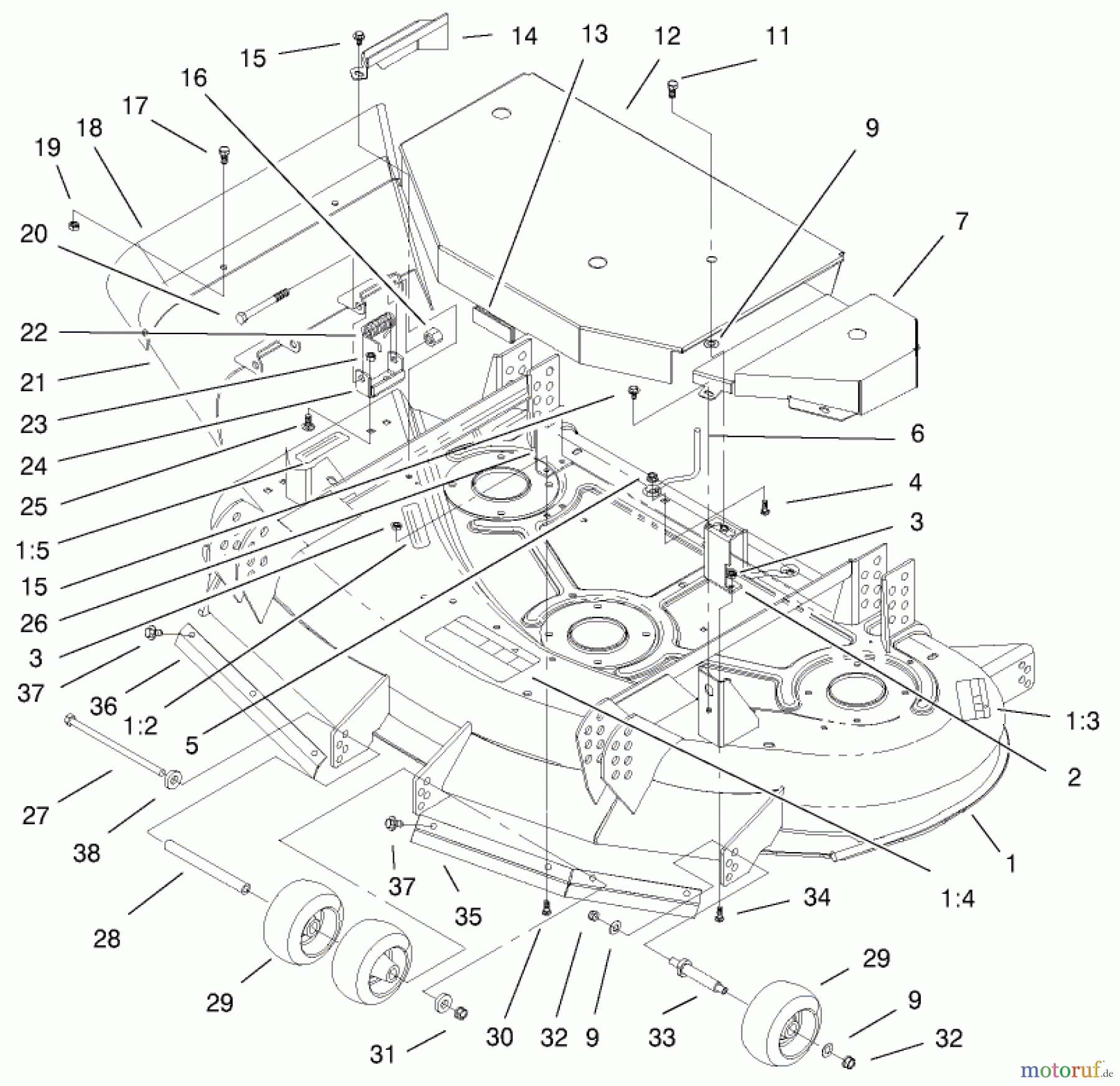  Mähdecks 30147 - Toro 112cm Side Discharge Mower (SN: 200000001 - 200999999) (2000) DECK AND COVER ASSEMBLY