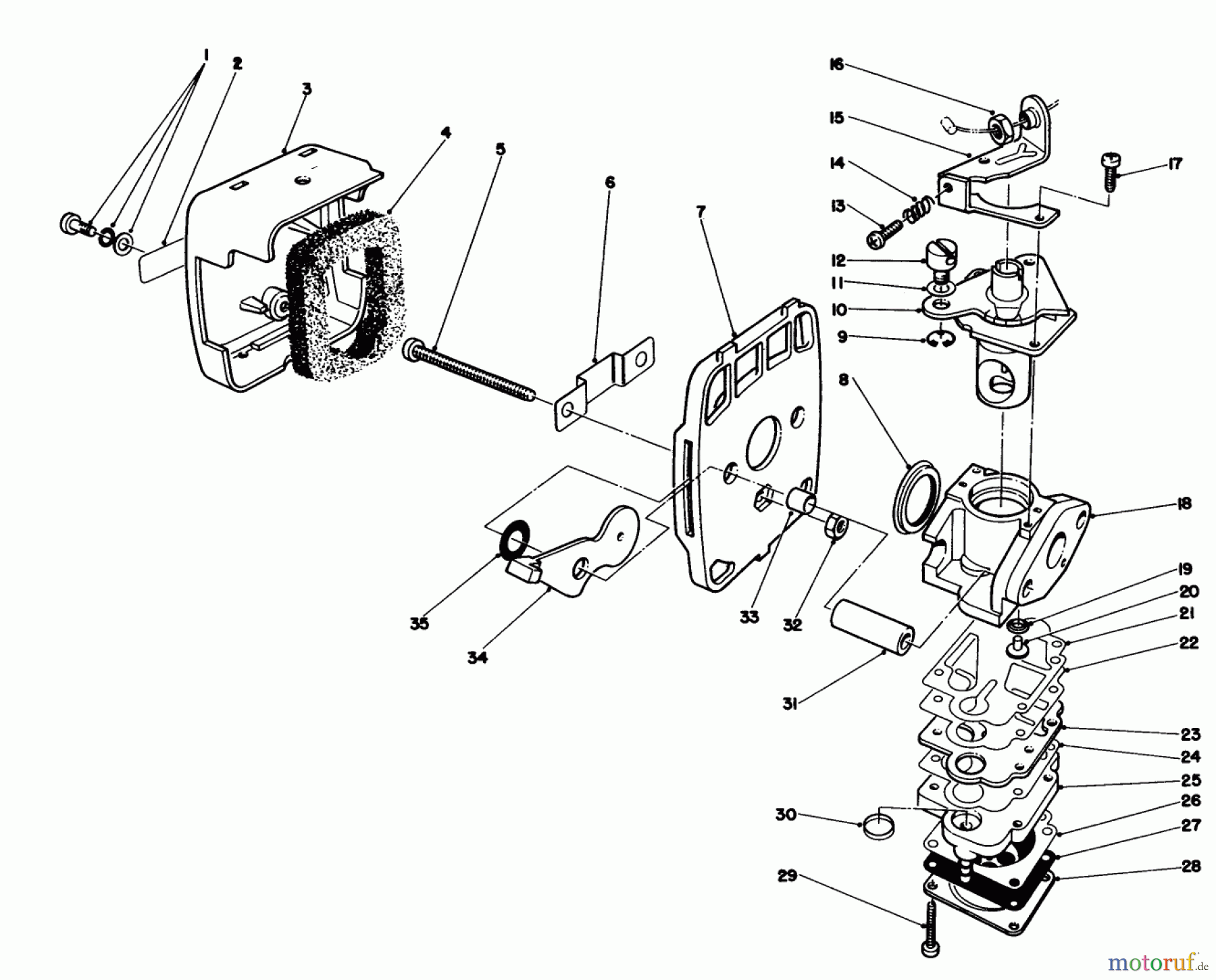  Laubbläser / Laubsauger 30935 - Toro 20cc Hand Held Blower (SN: 0000001 - 0999999) (1990) CARBURETOR & AIR CLEANER ASSEMBLY