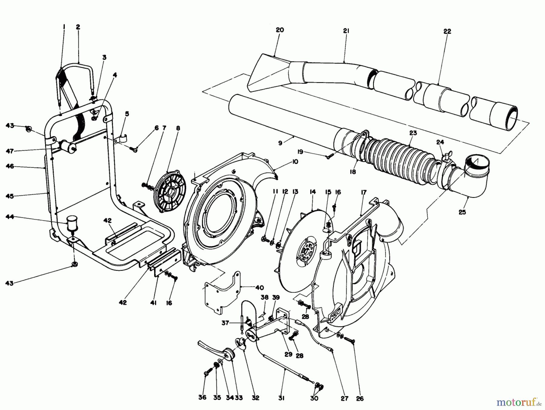  Laubbläser / Laubsauger 30940 - Toro 40cc Back Pack Blower (SN: 3000001 - 3999999) (1983) BACK PACK AND BLOWER HOUSING ASSEMBLY