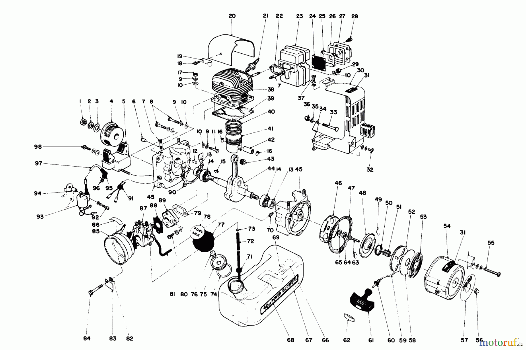  Laubbläser / Laubsauger 30940 - Toro 40cc Back Pack Blower (SN: 4000001 - 4999999) (1984) ENGINE ASSEMBLY