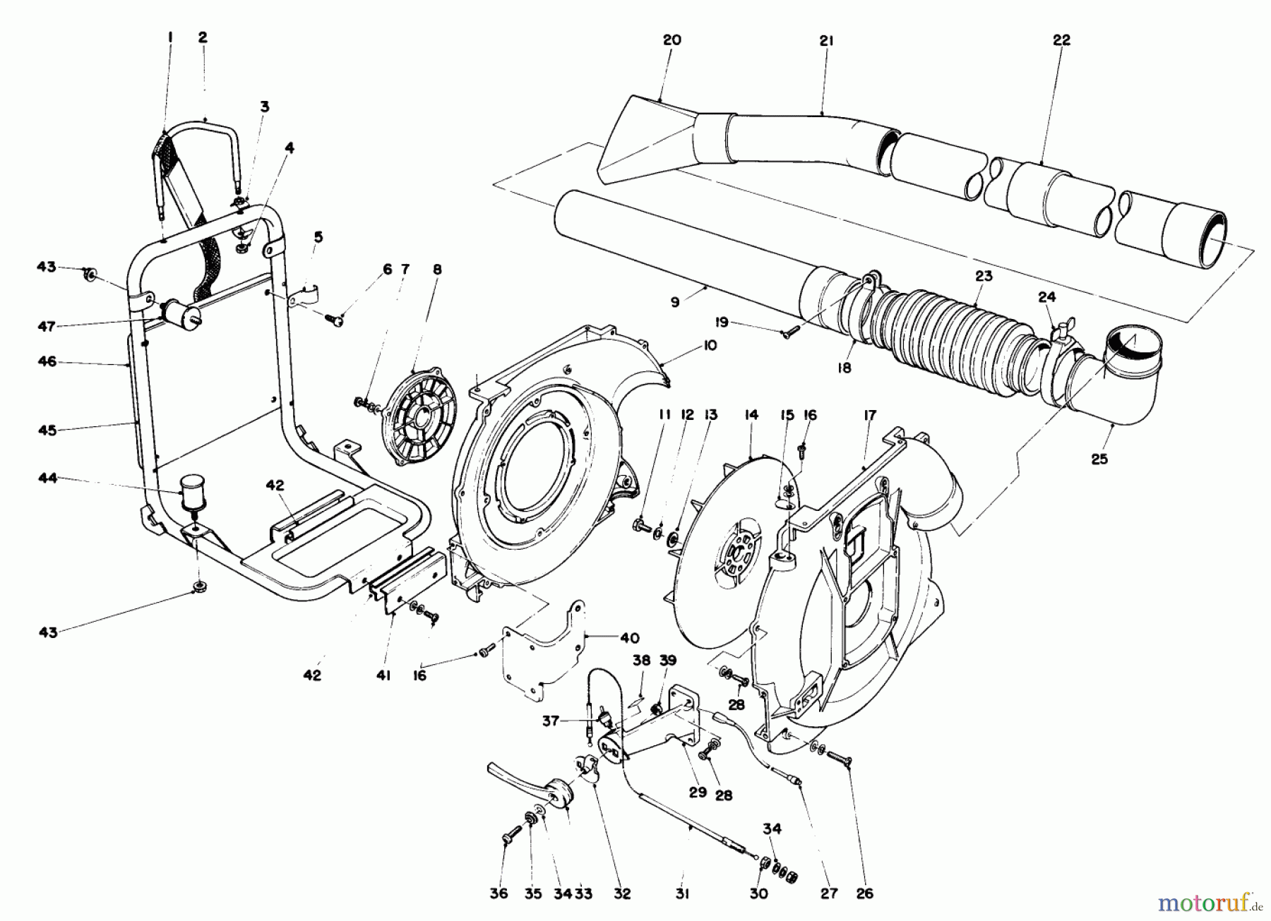  Laubbläser / Laubsauger 30940 - Toro 40cc Back Pack Blower (SN: 5000001 - 5999999) (1985) BACK PACK AND BLOWER HOUSING ASSEMBLY