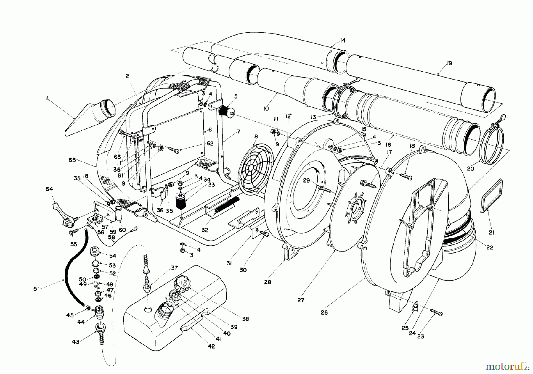  Laubbläser / Laubsauger 30941 - Toro 41cc Back Pack Blower (SN: 6000001 - 6002183) (1986) BLOWER ASSEMBLY