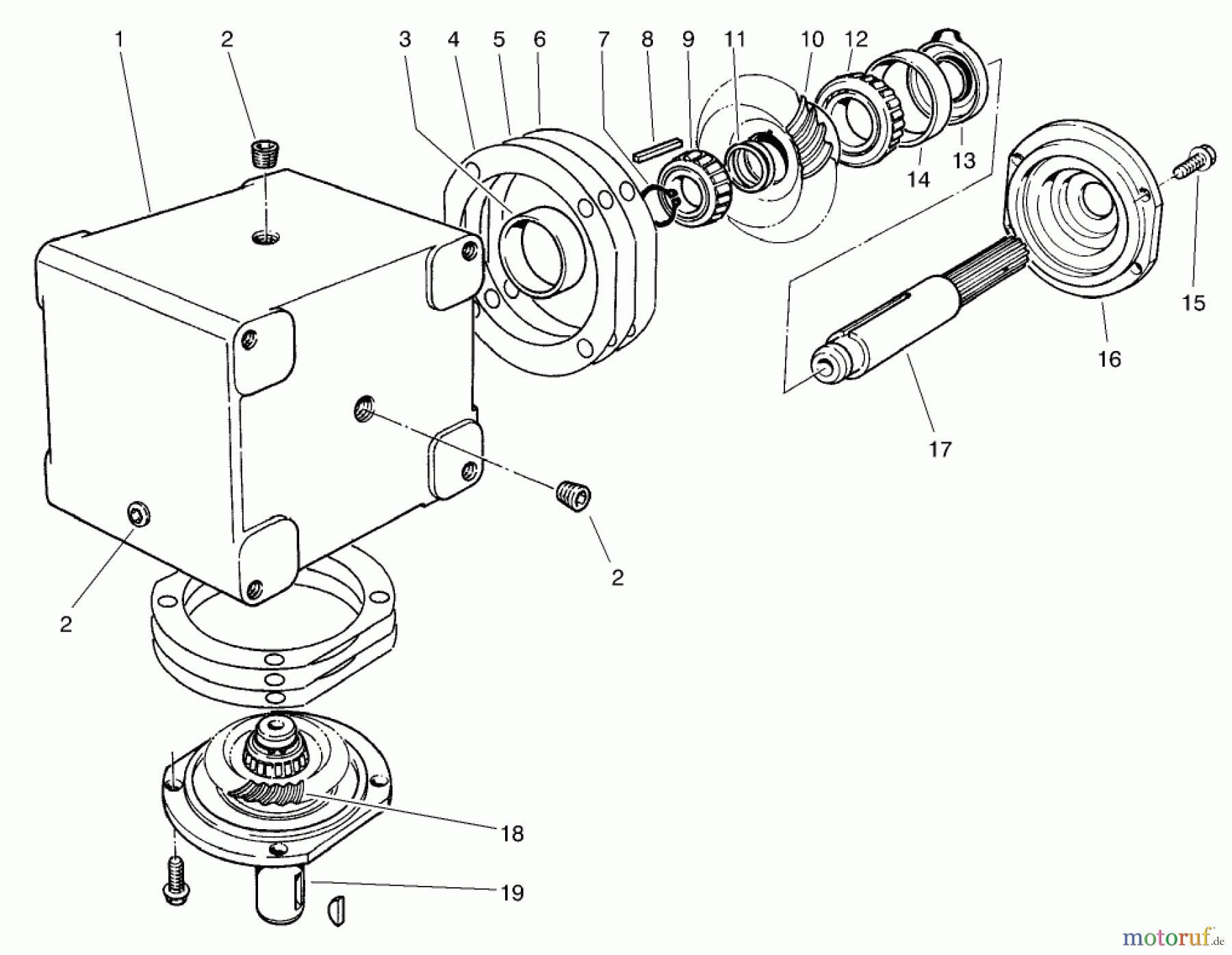  Mähdecks 30564TE - Toro 158cm Side Discharge Mower (SN: 80000001 - 89999999) (1998) GEAR BOX ASSEMBLY NO. 68-6810