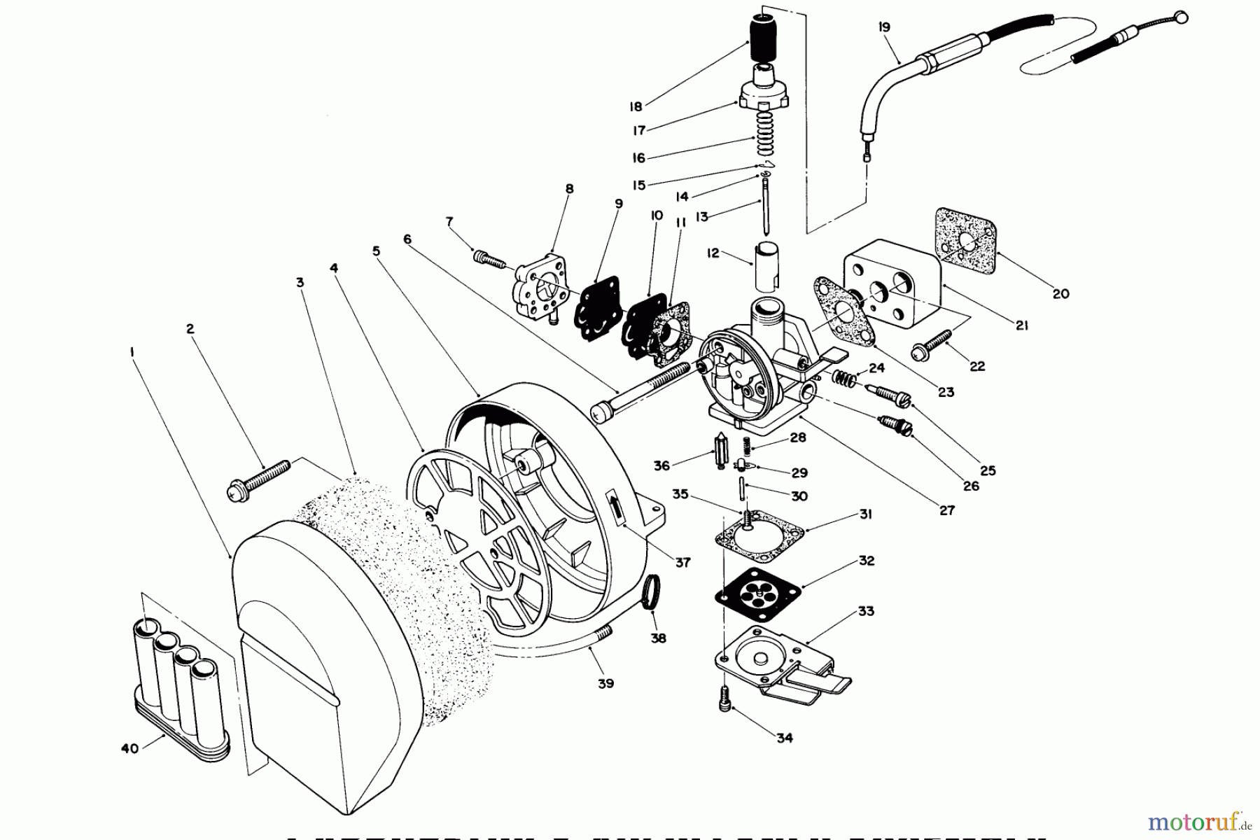  Laubbläser / Laubsauger 30941 - Toro 41cc Back Pack Blower (SN: 9000001 - 9999999) (1989) CARBURETOR & AIR CLEANER ASSEMBLY
