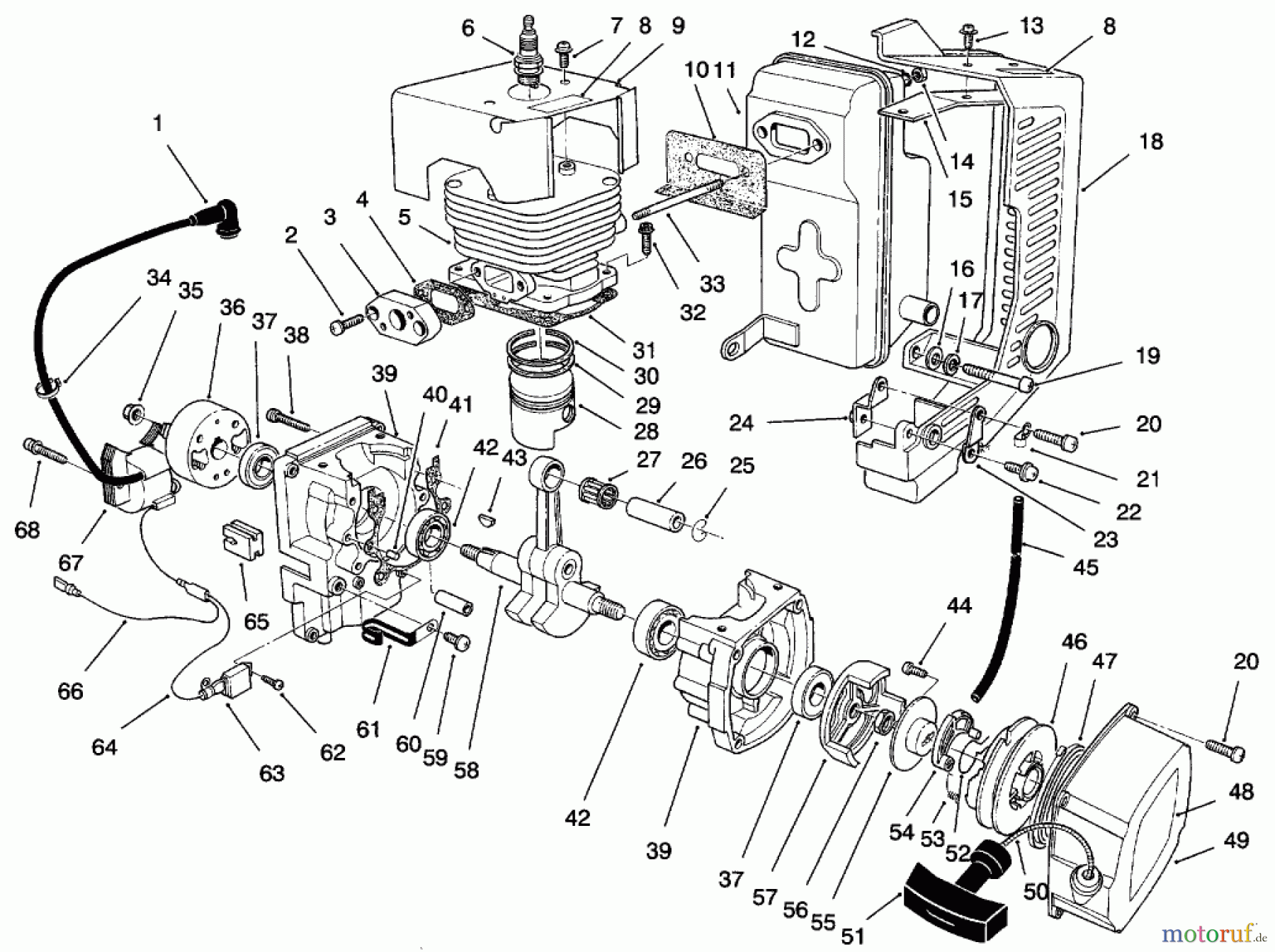  Laubbläser / Laubsauger 30941 - Toro 41cc Back Pack Blower (SN: 69000001 - 69999999) (1996) ENGINE & MUFFLER ASSEMBLY