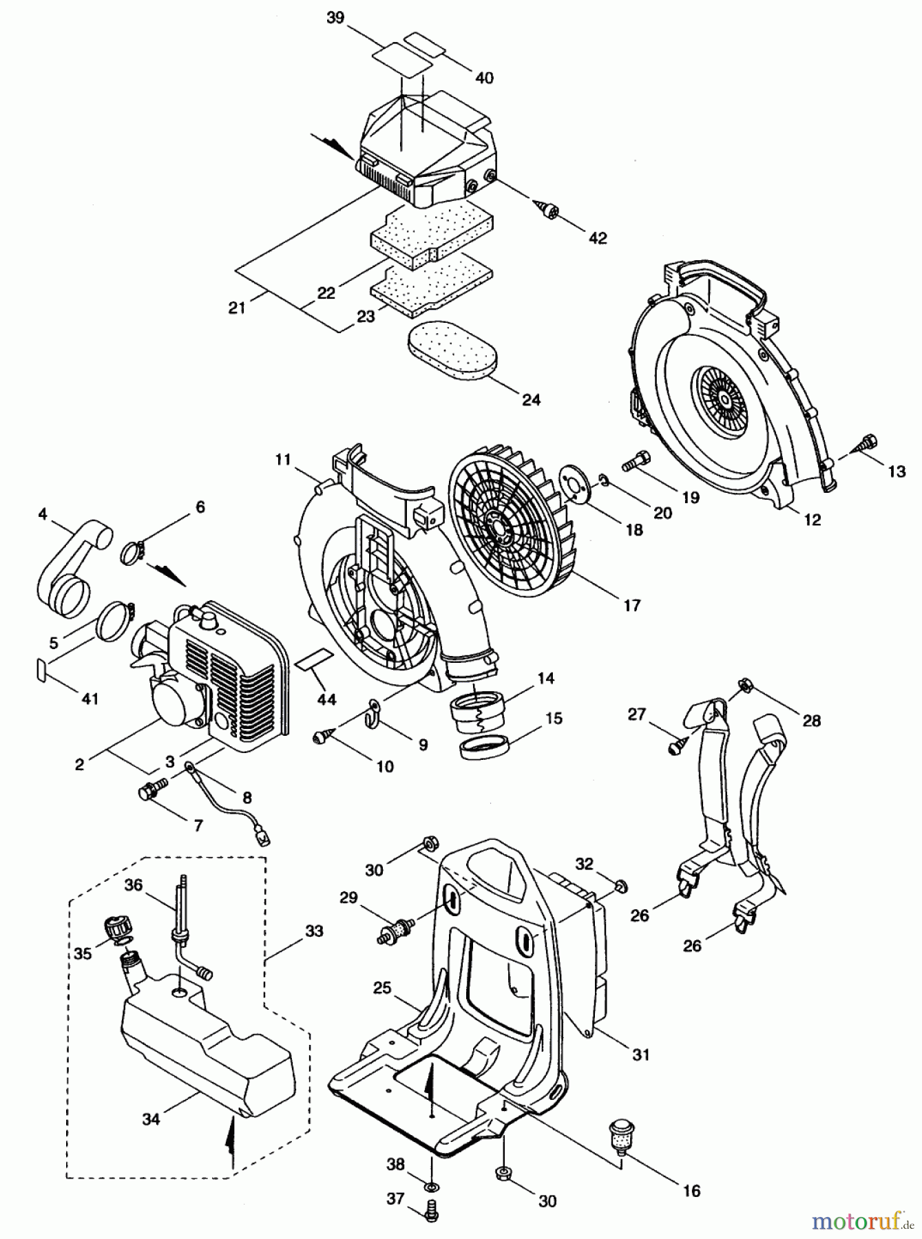  Laubbläser / Laubsauger 53047 - Toro BP 6900 Back Pack Blower (SN: 8900001 - 8999999) (1998) MAIN BODY ASSEMBLY