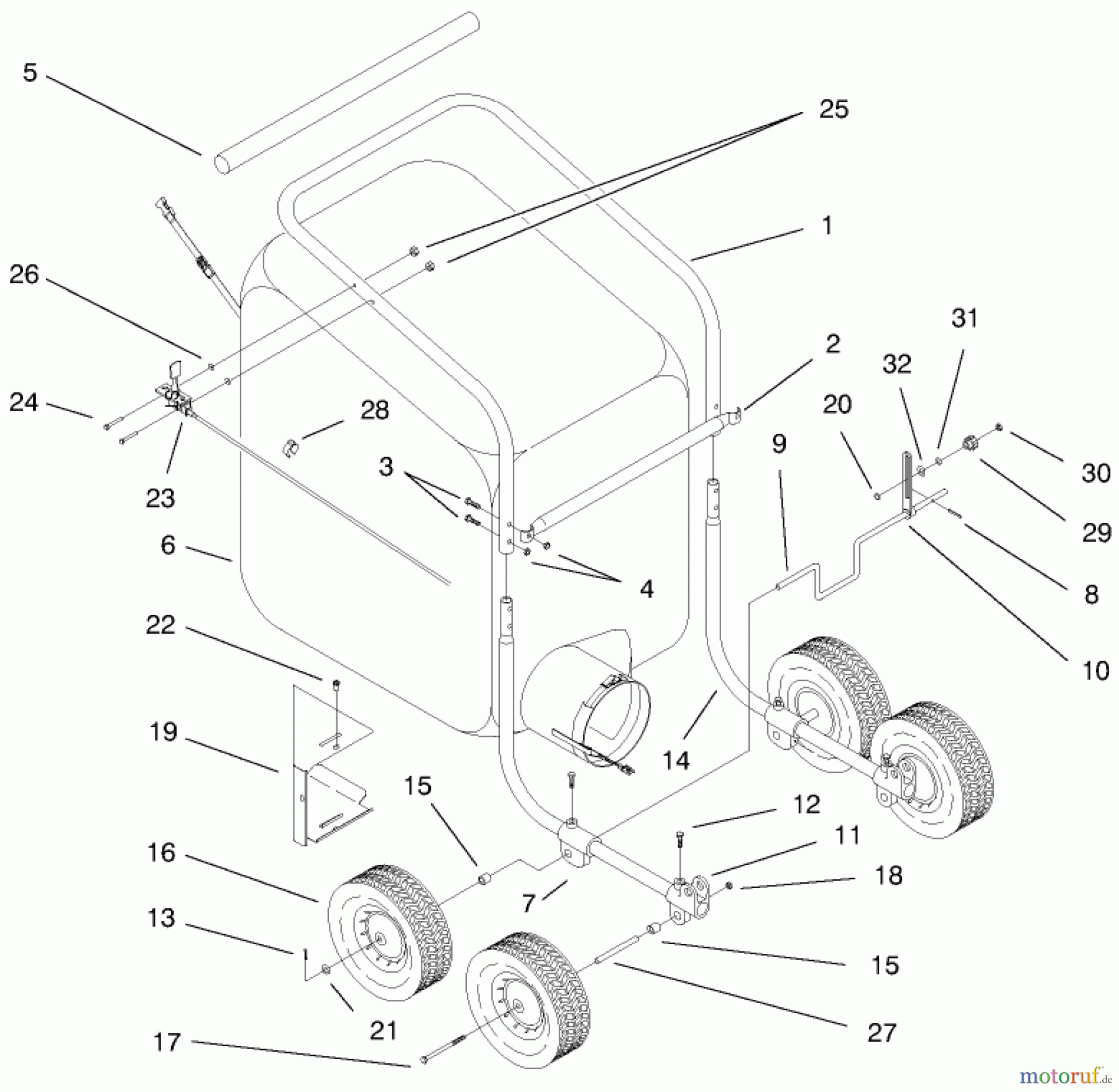  Laubbläser / Laubsauger 53080 - Toro Lawn Vacuum, 9 cu. ft. (SN: 890001 - 899999) (1998) HANDLE AND BAG ASSEMBLY