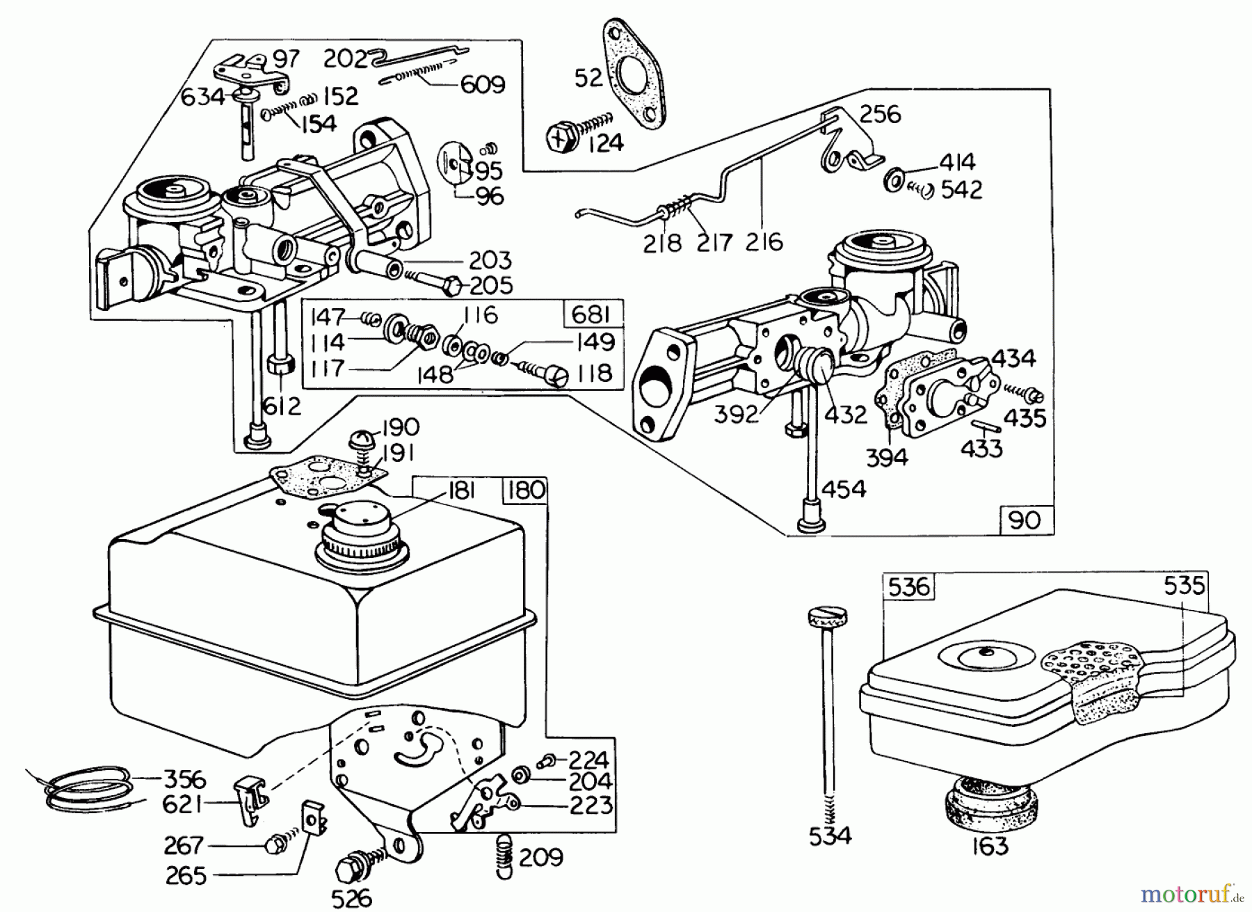  Laubbläser / Laubsauger 62922 - Toro 5 hp Lawn Vacuum (SN: 4000001 - 4999999) (1974) CARBURETOR ASSEMBLY