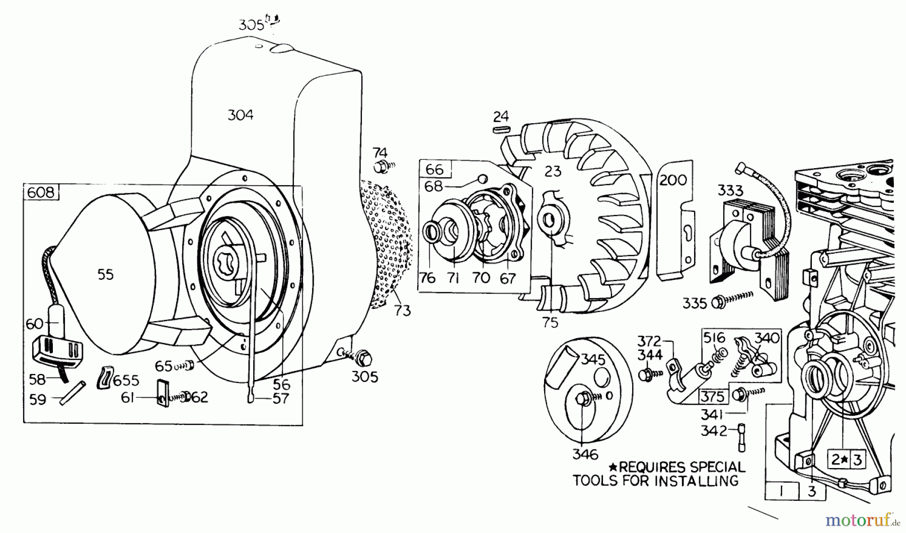  Laubbläser / Laubsauger 62922 - Toro 5 hp Lawn Vacuum (SN: 4000001 - 4999999) (1974) REWIND STARTER