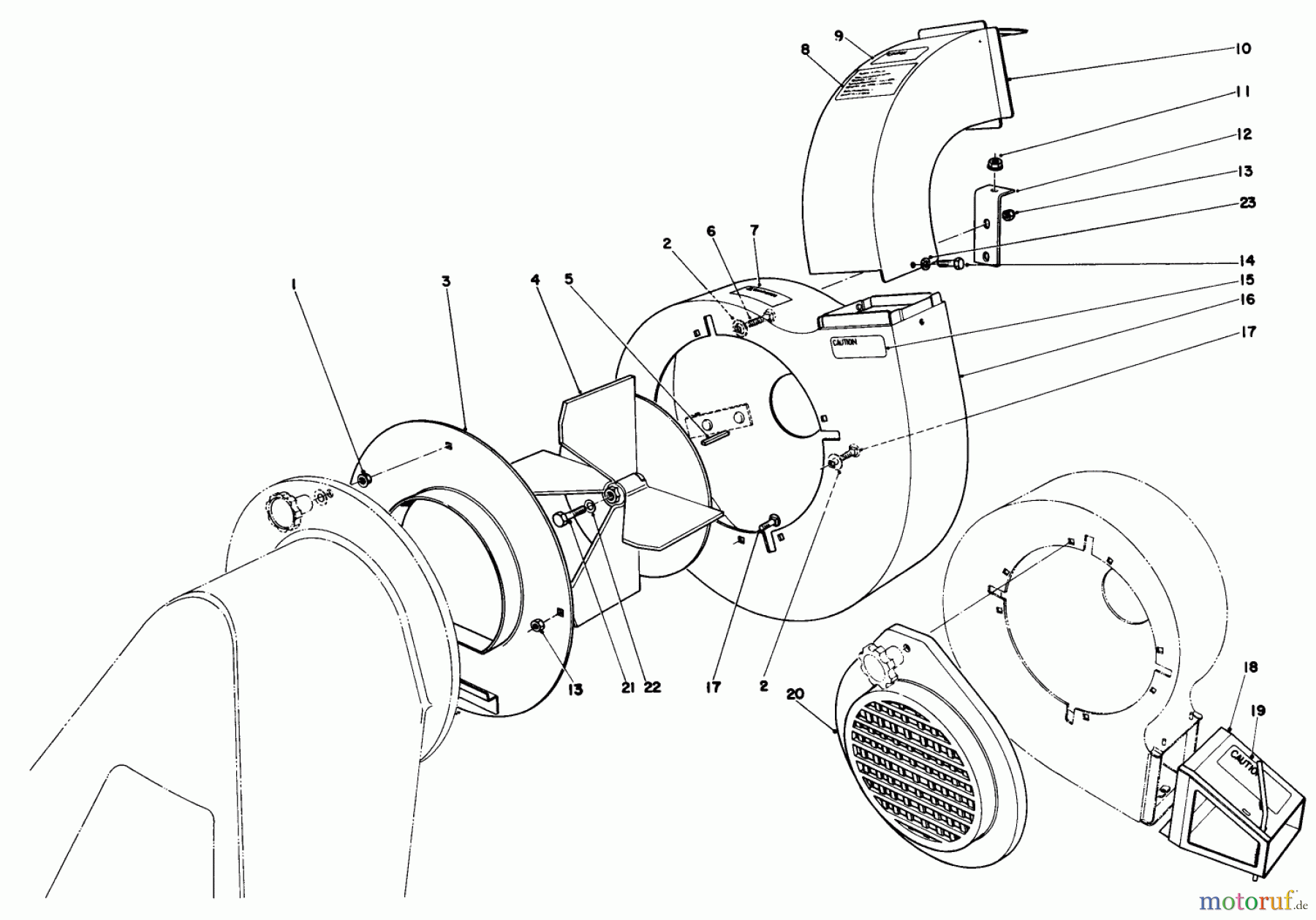  Laubbläser / Laubsauger 62923 - Toro 5 hp Lawn Vacuum (SN: 1000001 - 1999999) (1991) BLOWER ASSEMBLY (MODEL 62912 & 62923)