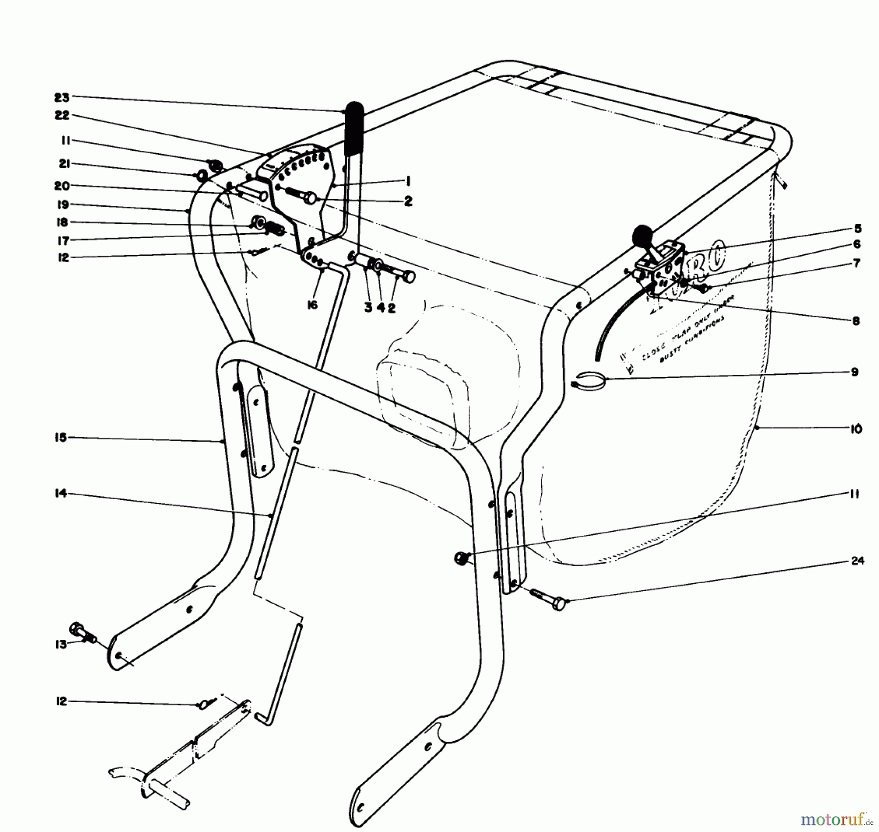  Laubbläser / Laubsauger 62923 - Toro 5 hp Lawn Vacuum (SN: 1000001 - 1999999) (1991) CONTROL & HANDLE ASSEMBLY (MODEL 62912)