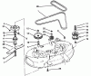 Mähdecks 78400 - Toro 38" Side Discharge Mower (SN: 69000001 - 69999999) (1996) Spareparts SPINDLE ASSEMBLY, IDLER PULLEYS & BELTS