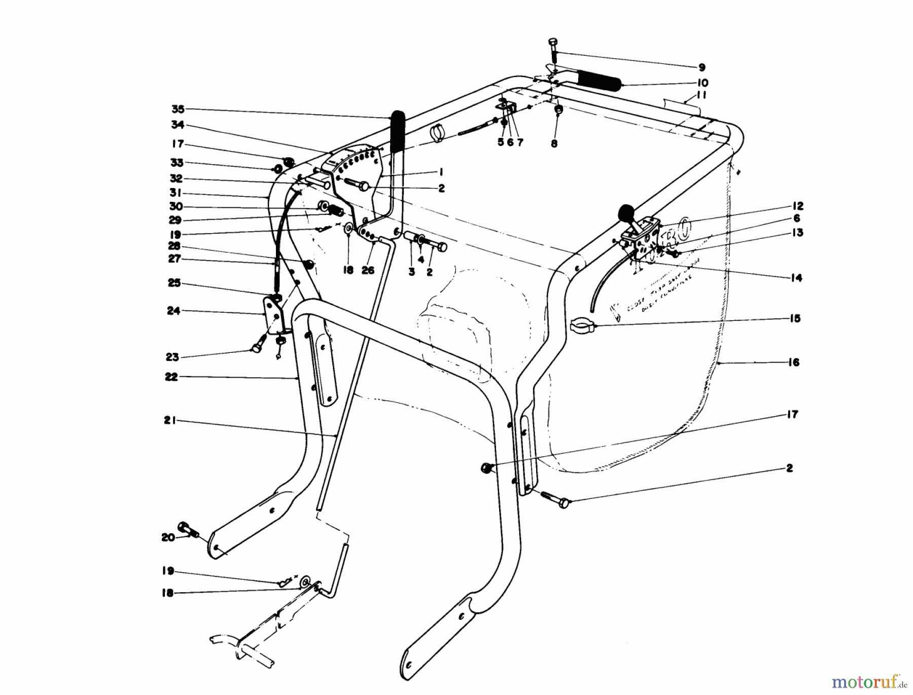  Laubbläser / Laubsauger 62912 - Toro 5 hp Lawn Vacuum (SN: 2000001 - 2999999) (1982) HANDLE ASSEMBLY (MODEL 62923)