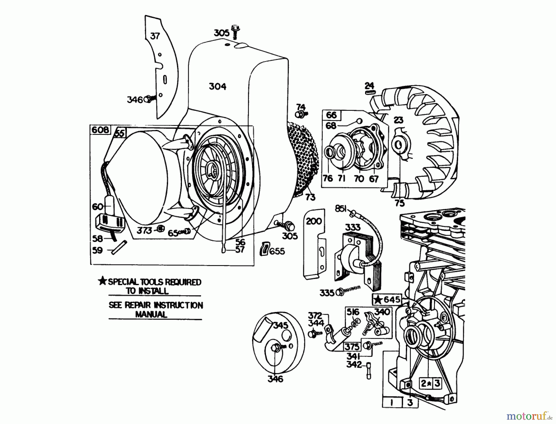  Laubbläser / Laubsauger 62912 - Toro 5 hp Lawn Vacuum (SN: 3000001 - 3999999) (1983) REWIND STARTER