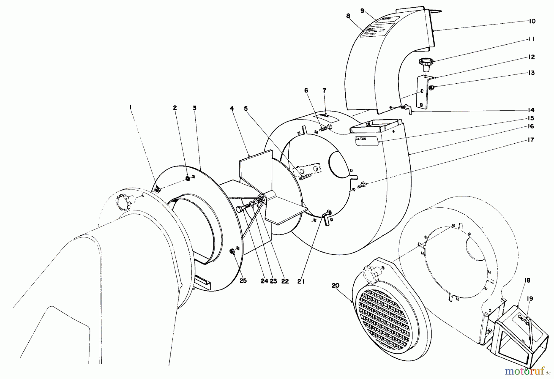  Laubbläser / Laubsauger 62912 - Toro 5 hp Lawn Vacuum (SN: 5000001 - 5999999) (1975) BLOWER ASSEMBLY (MODELS 62912 & 62923)