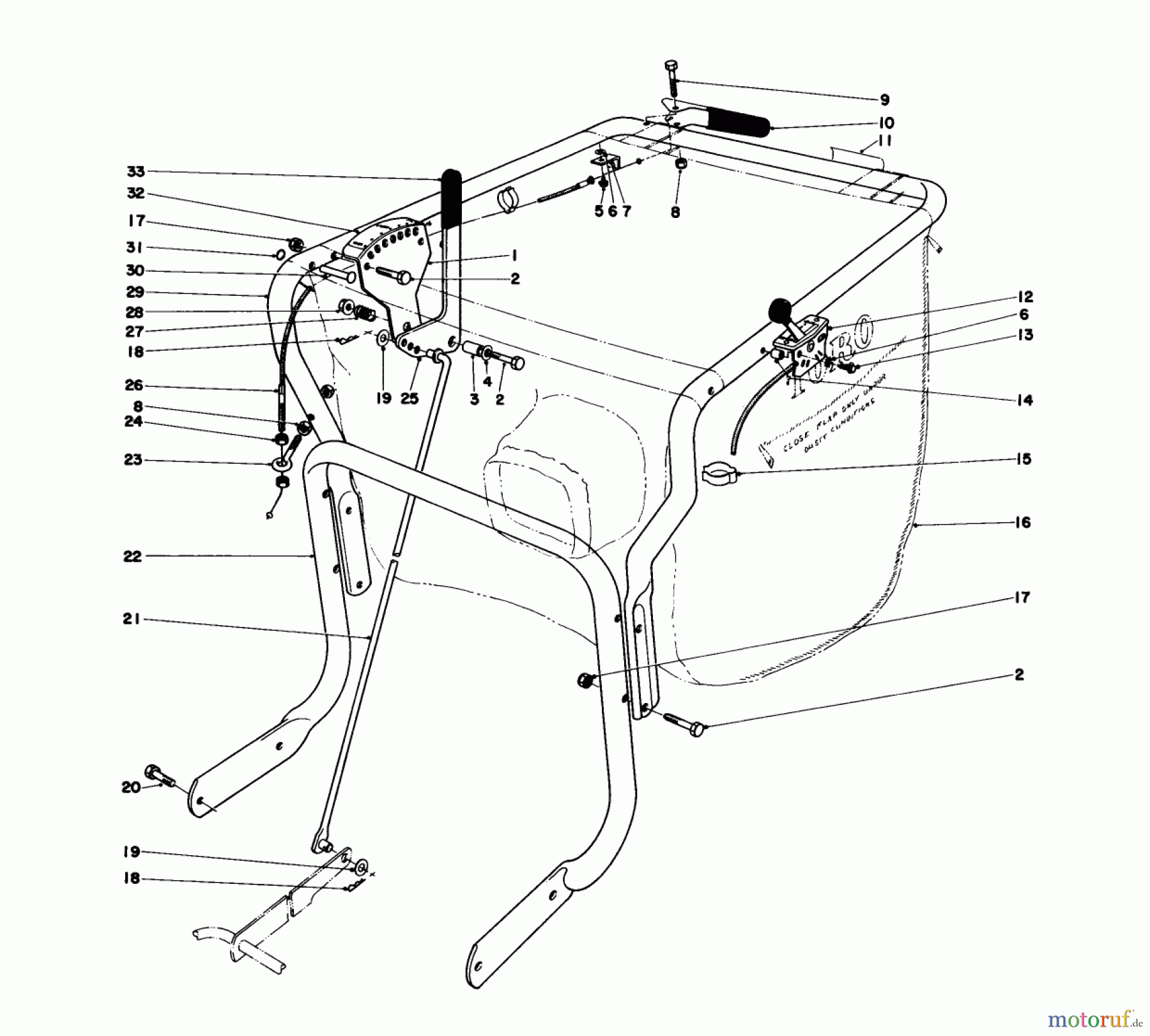  Laubbläser / Laubsauger 62923 - Toro 5 hp Lawn Vacuum (SN: 6000001 - 6999999) (1976) HANDLE ASSEMBLY (MODEL 62923)