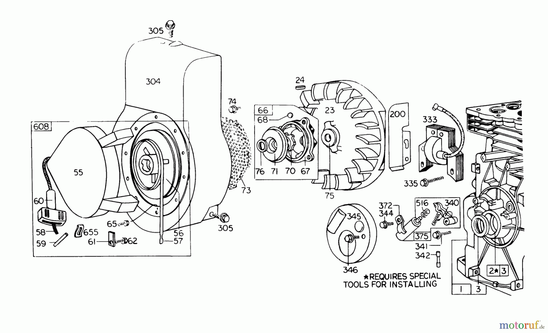  Laubbläser / Laubsauger 62923 - Toro 5 hp Lawn Vacuum (SN: 6000001 - 6999999) (1976) REWIND STARTER