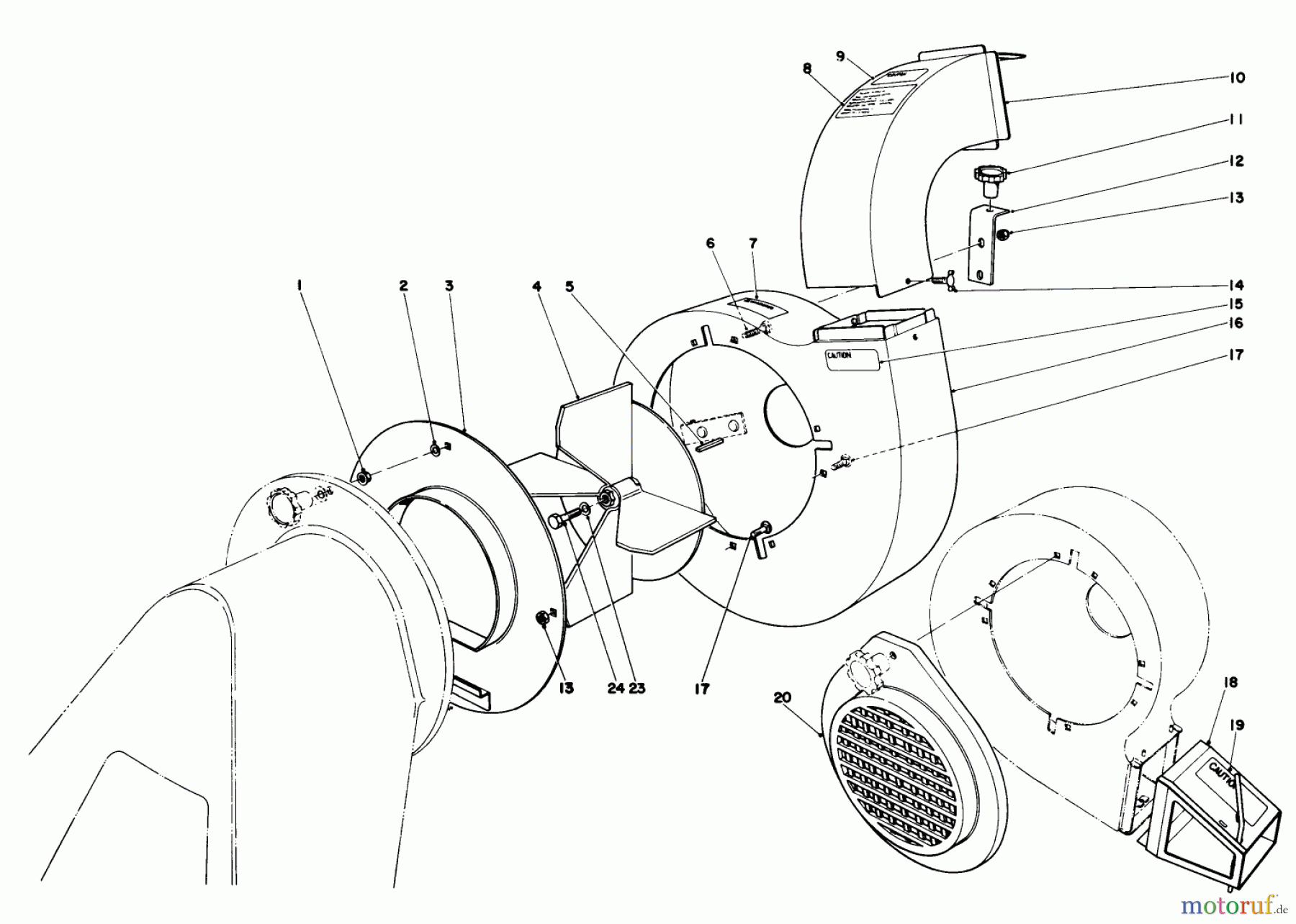  Laubbläser / Laubsauger 62923 - Toro 5 hp Lawn Vacuum (SN: 6000001 - 6999999) (1986) BLOWER ASSEMBLY (MODEL 62912 & 62923)