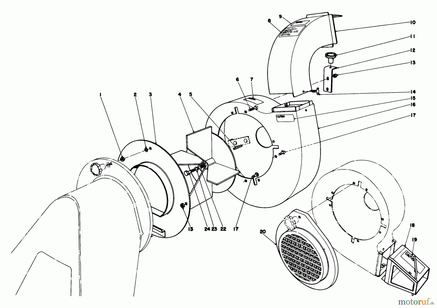  Laubbläser / Laubsauger 62923 - Toro 5 hp Lawn Vacuum (SN: 8000001 - 8999999) (1978) BLOWER ASSEMBLY (MODEL 62912 & 62923)