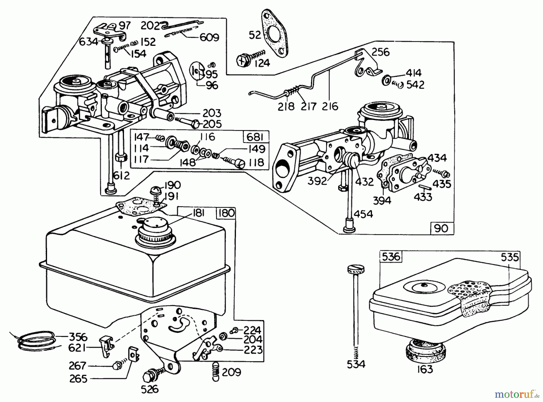  Laubbläser / Laubsauger 62912 - Toro 5 hp Lawn Vacuum (SN: 8000001 - 8999999) (1978) CARBURETOR ASSEMBLY