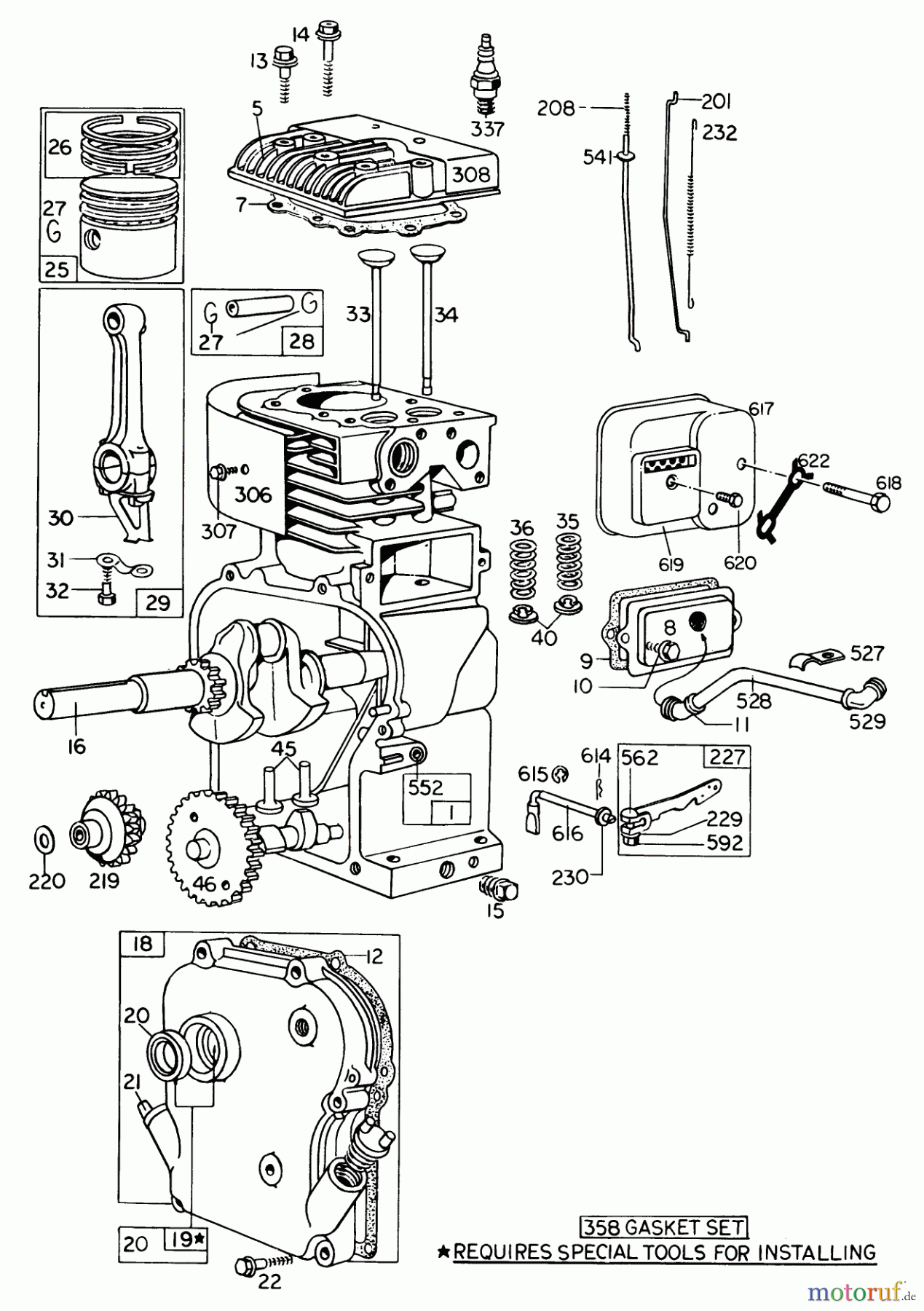  Laubbläser / Laubsauger 62912 - Toro 5 hp Lawn Vacuum (SN: 8000001 - 8999999) (1978) ENGINE MODEL NO. 130202 TYPE 0600-01 BRIGGS & STRATTON