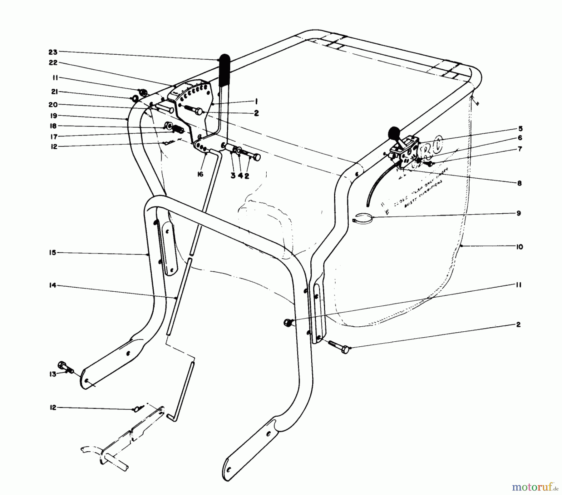  Laubbläser / Laubsauger 62923 - Toro 5 hp Lawn Vacuum (SN: 8000001 - 8999999) (1988) CONTROLS AND HANDLE ASSEMBLY (MODEL 62912)