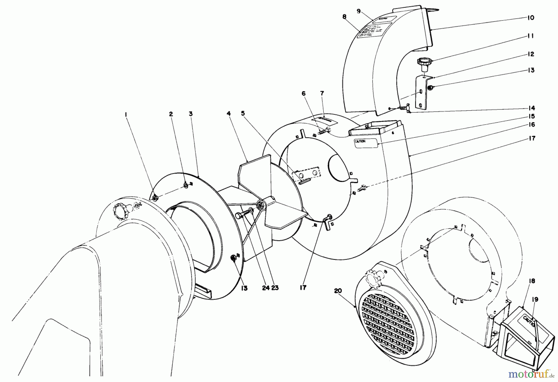  Laubbläser / Laubsauger 62912 - Toro 5 hp Lawn Vacuum (SN: 9000001 - 9999999) (1979) BLOWER ASSEMBLY (MODEL 62912 & 62923)