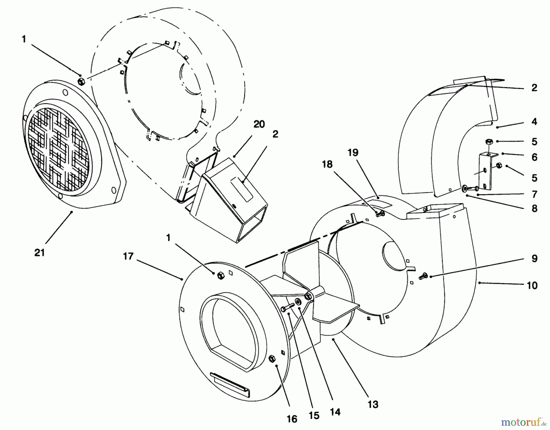  Laubbläser / Laubsauger 62924 - Toro 5 hp Lawn Vacuum (SN: 6900001 - 6999999) (1996) BLOWER ASSEMBLY