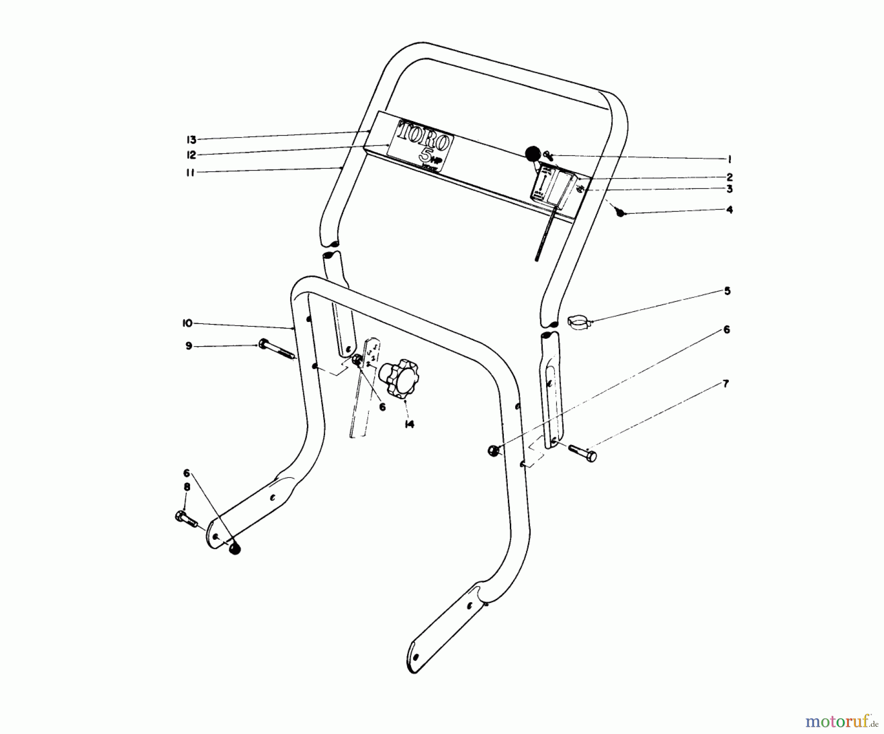  Laubbläser / Laubsauger 62933 - Toro 5 hp Lawn Blower (SN: 1000001 - 1999999) (1981) HANDLE ASSEMBLY